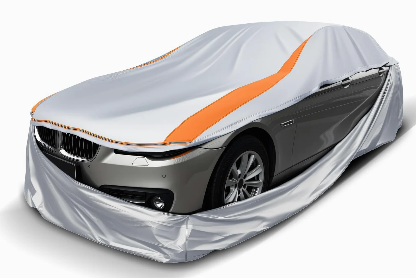 Funda Coche Exterior Totalmente Cerrada para Longitud 385-415cm, Impermeable Protección UV Antipolvo y Rasguño para Sedán Hatchback