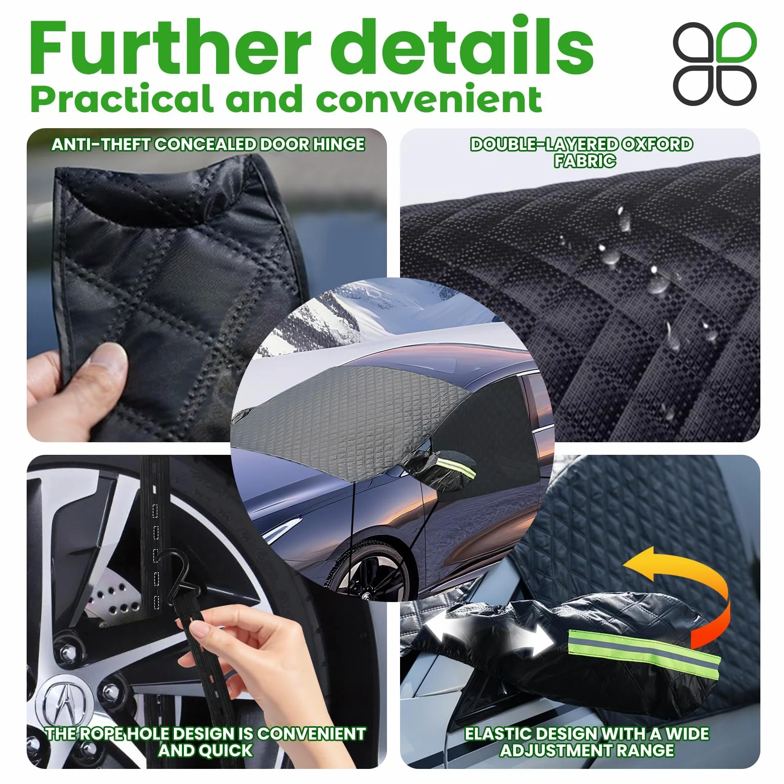 auvstar Protector de Parabrisas, Espesado Cubre Parabrisas Invierno,Cubierta Plegable para Coche y SUV, Protege de Hielo, Nieve y Viento (Negro)