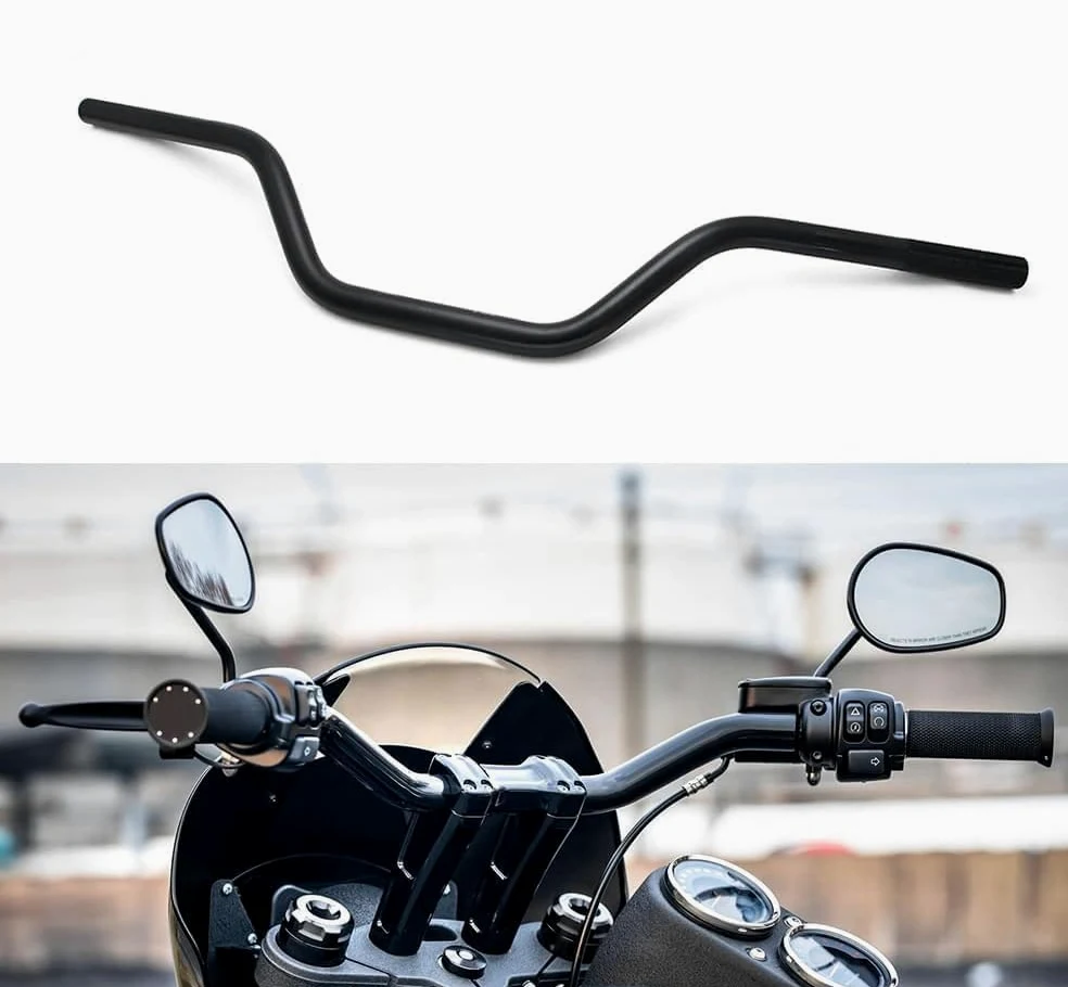 DREAMIZER Manillar de Motocicleta de 7/8" 22mm Universal para Cafe Race Bobber Motocross Dirt Pit Bike ATV Ebike Mini Bike, Negro