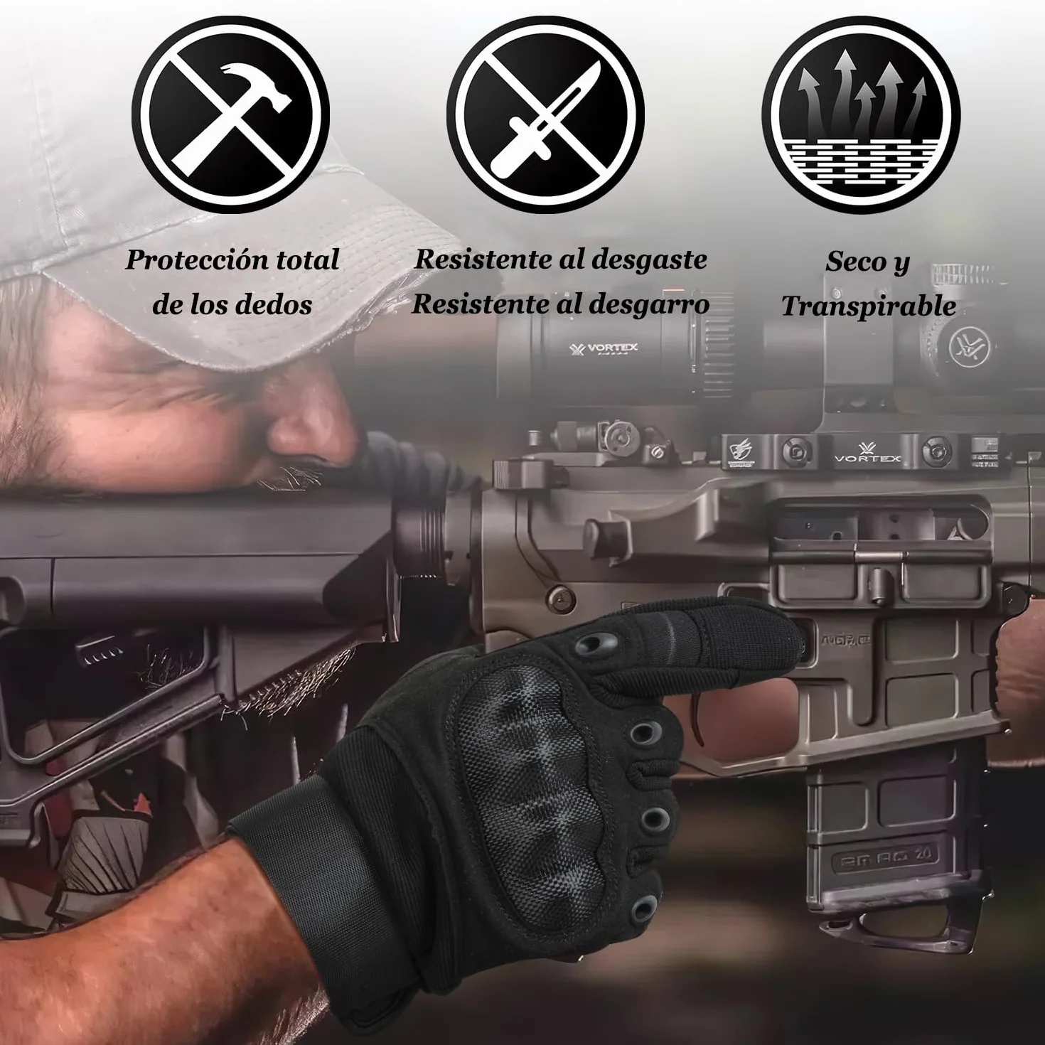 Guantes de Moto para Hombre, Guante de Verano para Pantalla Táctil con Nudillos Duros, Guantes Protectores para Airsoft Motocross Scooter Ciclomotores ATV Paitball Bicicleta de Montaña