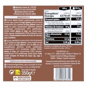 Hacendado Magdalenas al cacao 350 g Pack 2