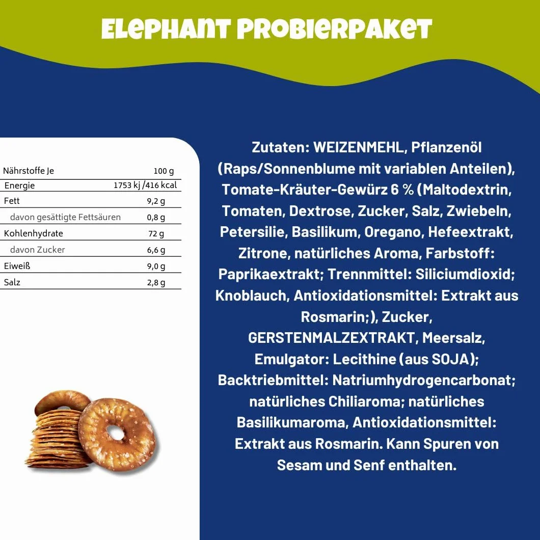 Juego de 3 Pretzels de Elefante, Mostaza, Cebolla y Safari Dulce y Picante
