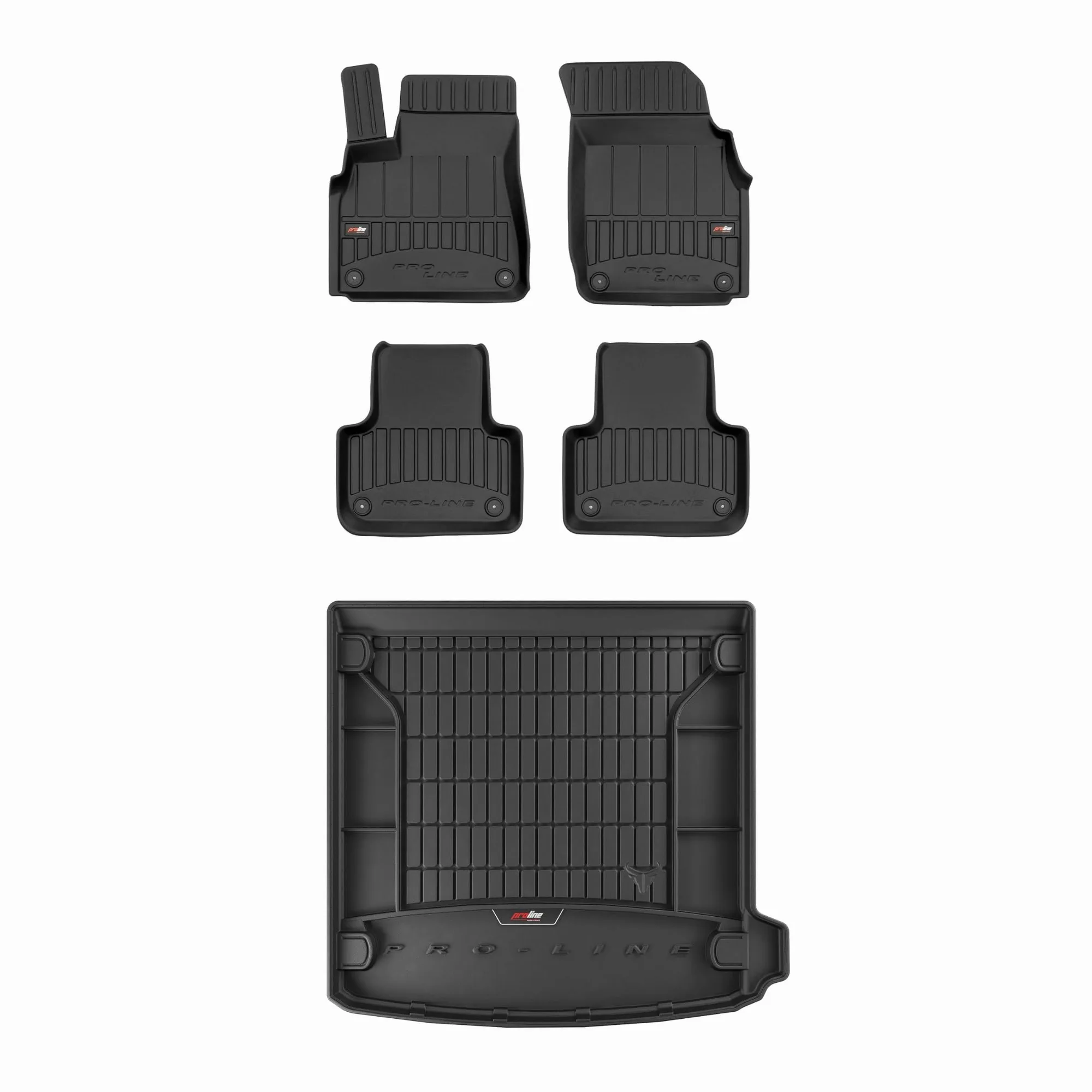FROGUM ProLine 3D Un Juego de Alfombrillas de Goma para Coche y cubeta Maletero con Logo Alfombras para Audi Q8 Desde 2018| Los Bordes más Altos