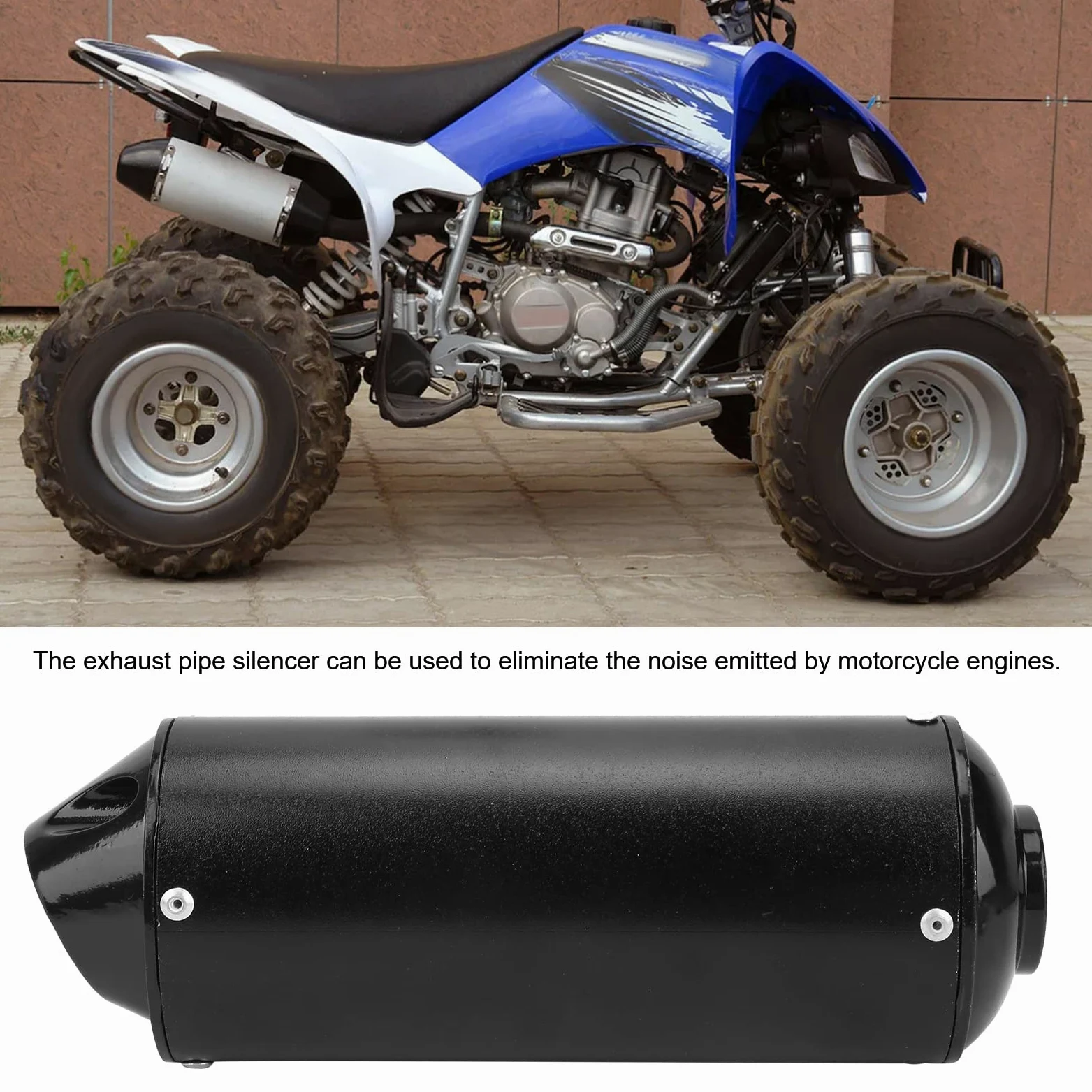 Fydun Tubo De Silenciador De Escape De 32 Mm / 1,3 Pulgadas Silenciador Del Silenciador De Escape Piezas De Modificación Negro para ATV Pit Bike