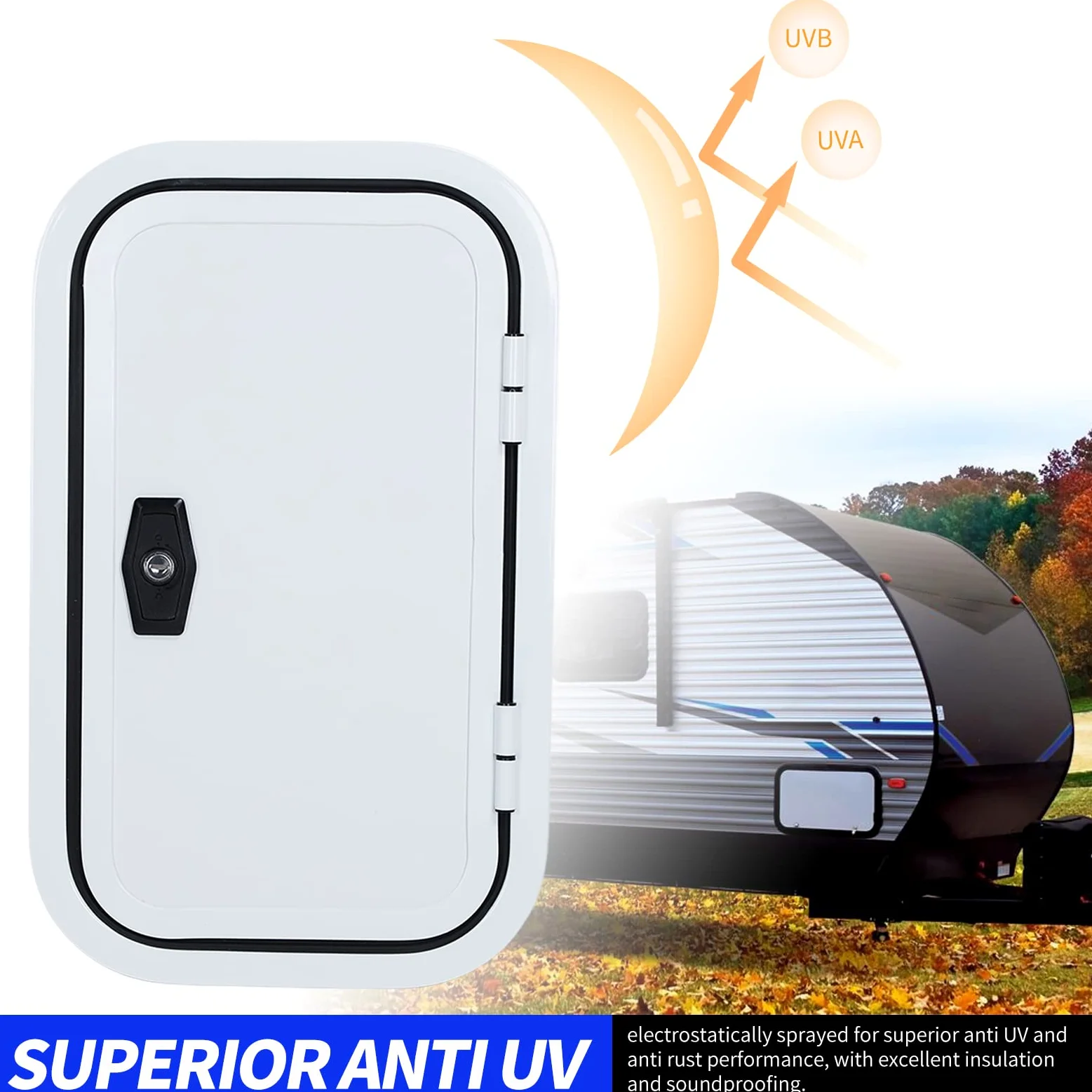 Puerta de Acceso para Vehículos Recreativos, Puerta de Alenamiento de Equipaje de Esquina Redondeada con Sellado H500 W400mm para Autocaravana