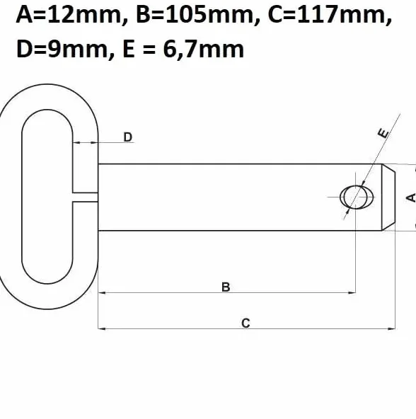 cyclingcolors Bulon pasador de enganche remolque 12mm Empuñadura tractor clavija coche pin bloqueo eje perno acero bola