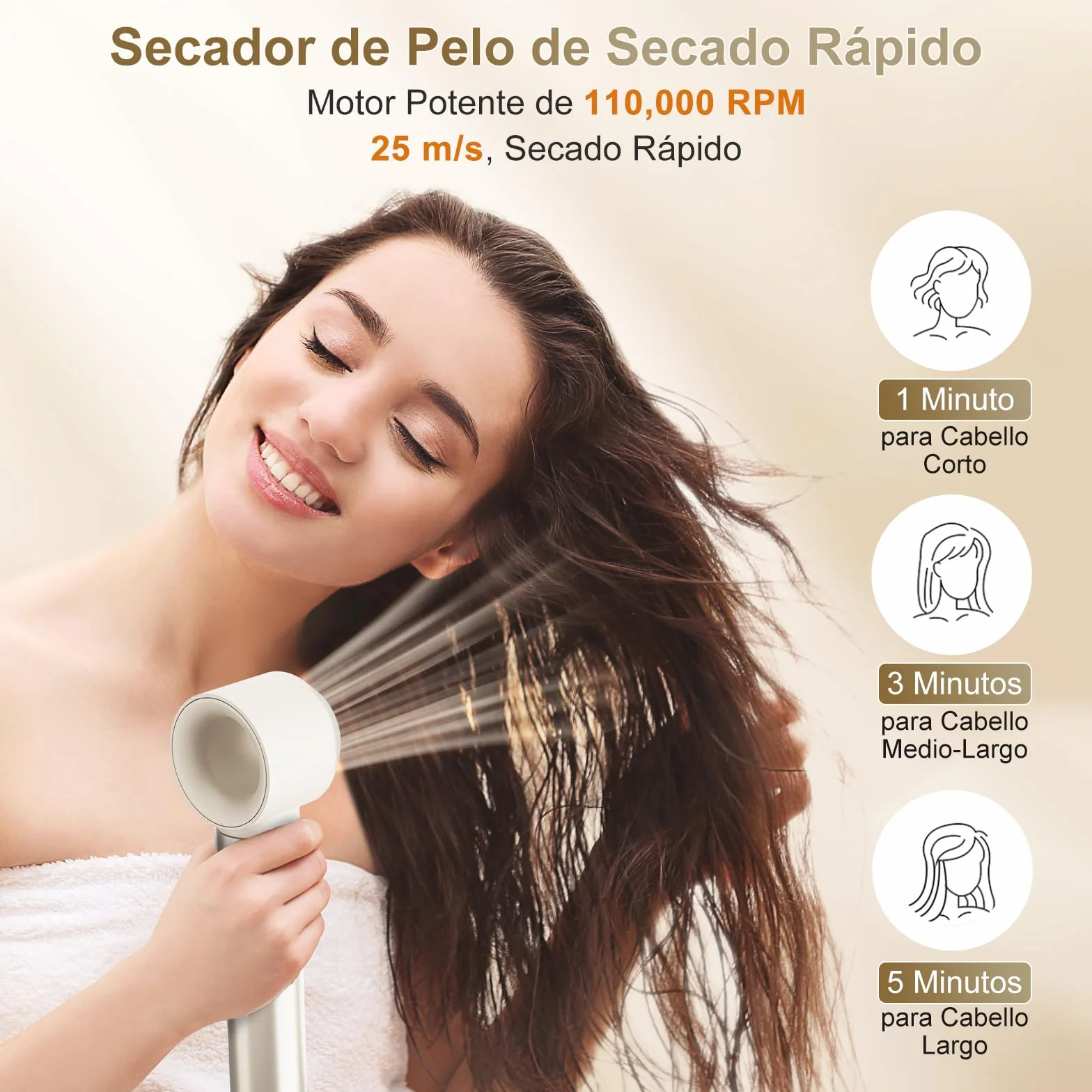 7MAGIC Moldeador Pelo 6 en 1, Secador Cepillo Alisador 1300W, Efecto Coanda, Cuidado iónico