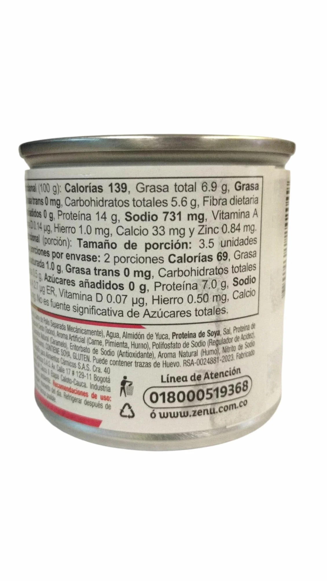 SALCHICHAS VIENA ZENU SALCHICHA MIXTA DE CERDO Y POLLO 150 GRAMOS
