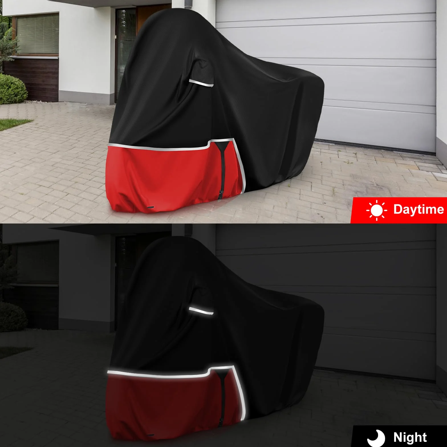 Funda para Moto para Piaggio Vespa GTV GTS GT60/125/200/250/300 (sin Maletero), Tela Oxford 420D Funda Moto Exterior Impermeable Funda Vespa 200 Vespa 125, Negro y Rojo
