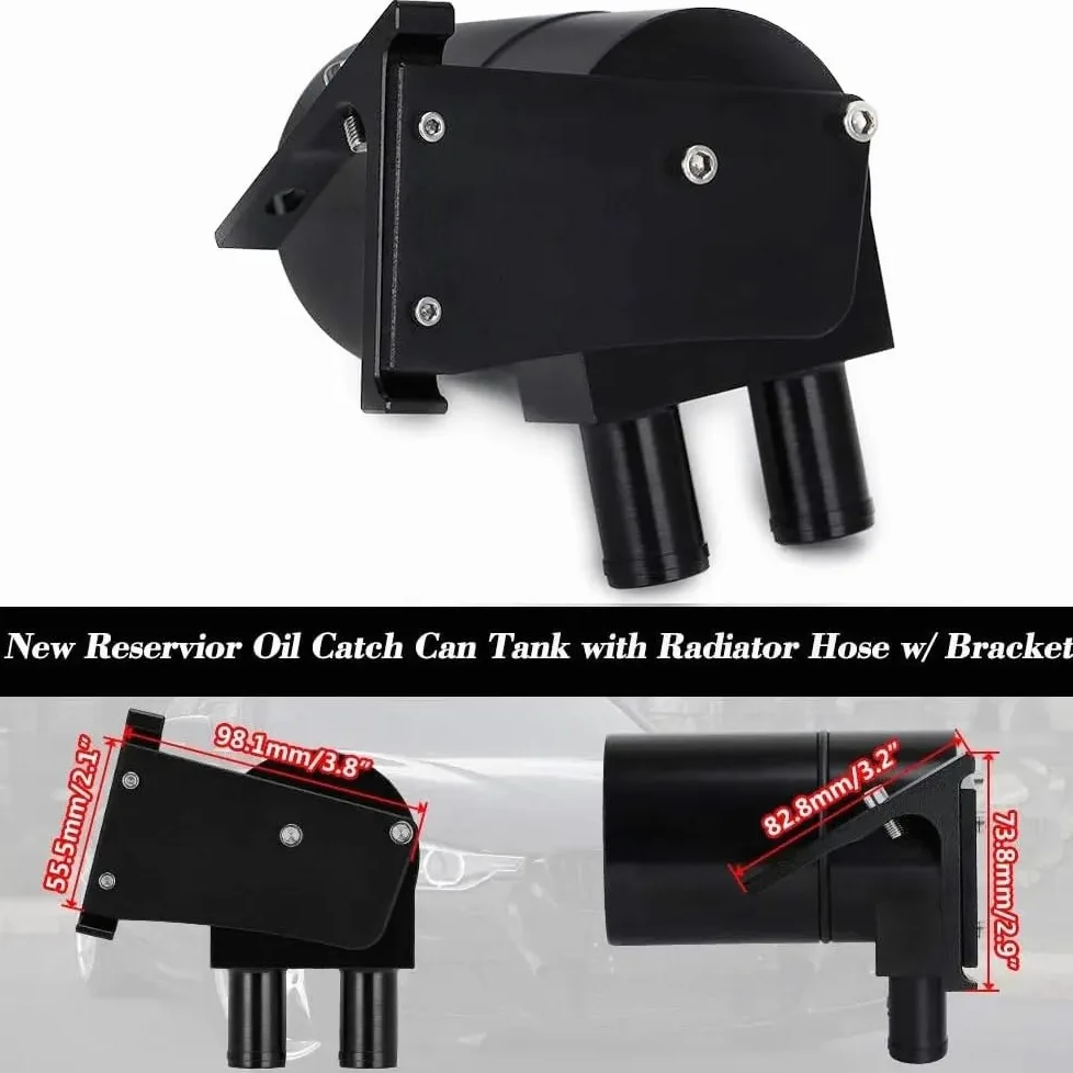 Kit de tanque de depósito de lata de captura de aceite con manguera de radiador de silicona, Compatible con Bmw N20/N26 (negro) depósito de dirección asistida