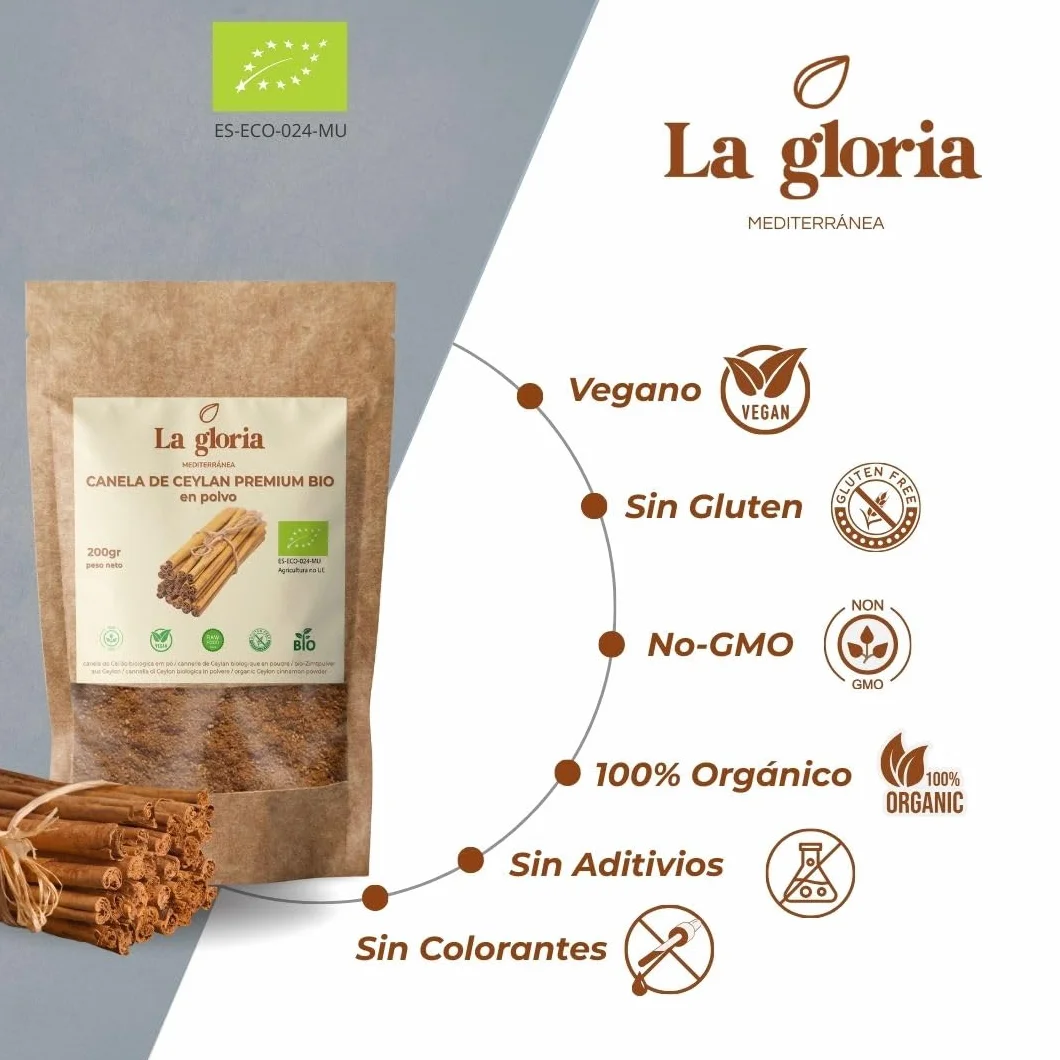 La Gloria Mediterránea Canela de Ceylán en Polvo 200g Ecológica