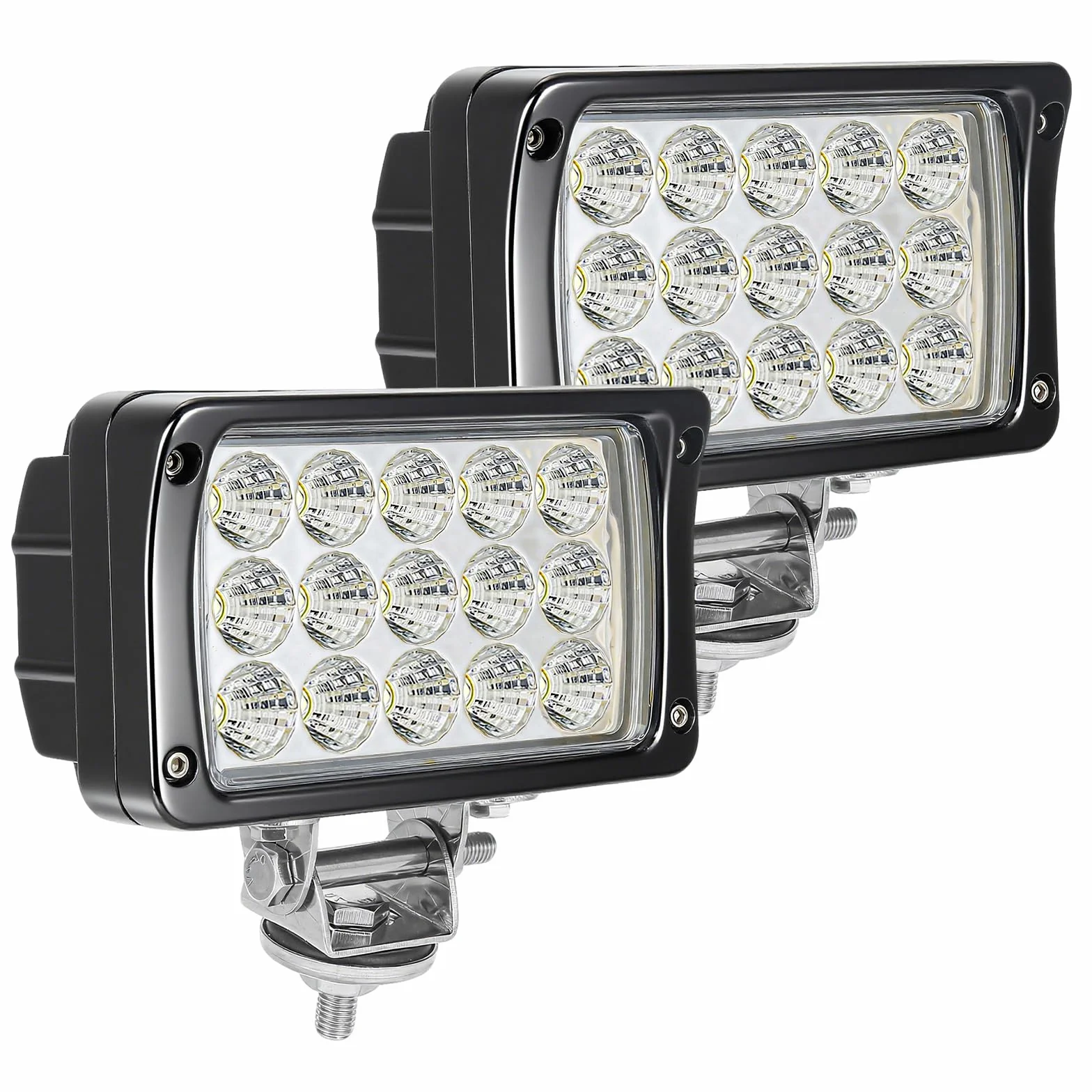 Faros Luz de Trabajo LED, 2 x 45W, 12 V 24 V, Rectangular Faros Adicionales,Impermeable IP68,Off-road Foco de Trabajo LED para Tractor, SUV, Coche