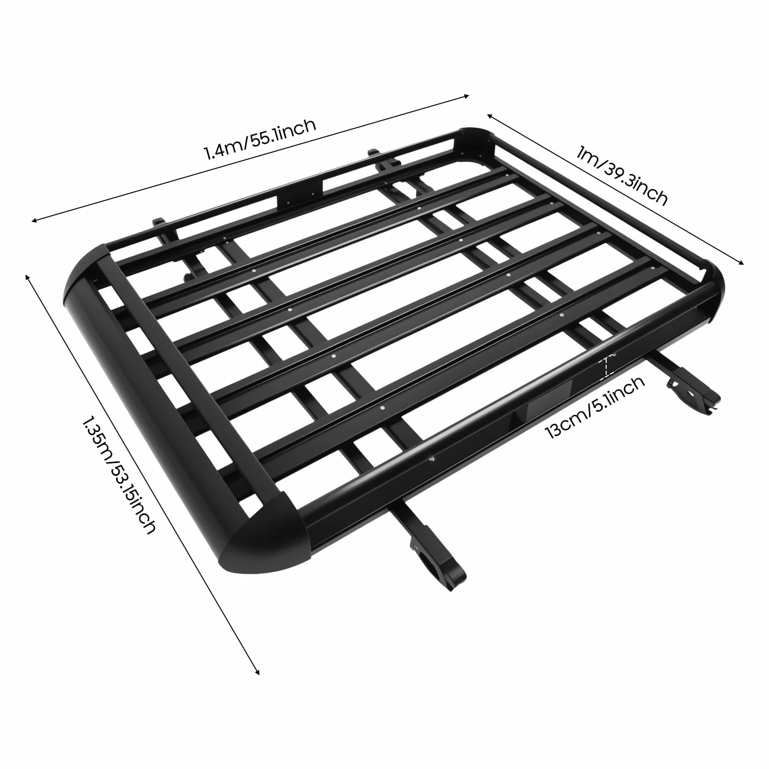 Portaequipajes universal para coche, cesta de techo de aluminio, capacidad de carga de 150 kg, color negro, ancho ajustable para modelos SUV. Barras de techo de 140 cm. Portaequipajes para