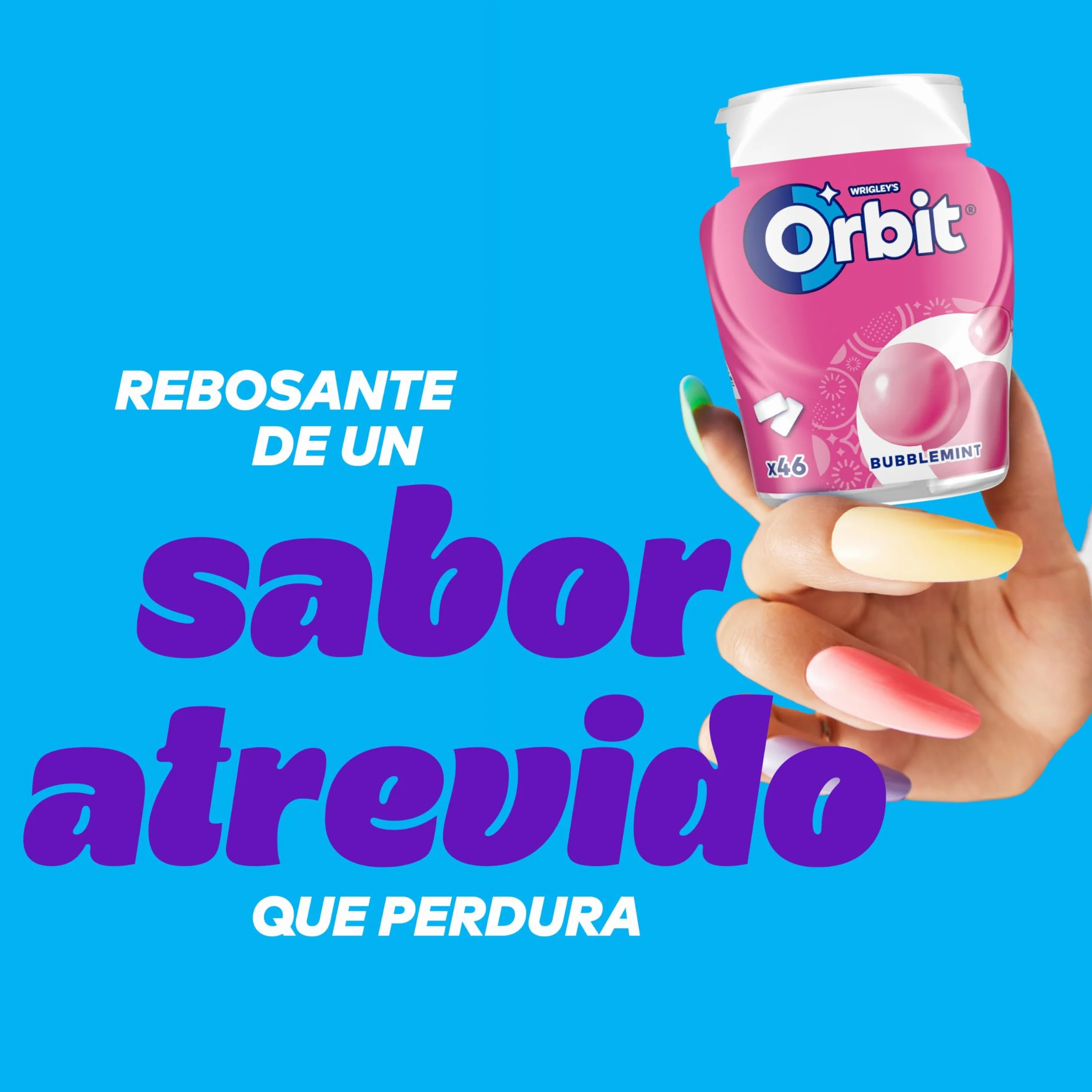 Orbit Bote de Chicles Sin Azúcar Bubblemint, Afrutado, Fresco, Intenso y de Larga Duración (6 x 46)