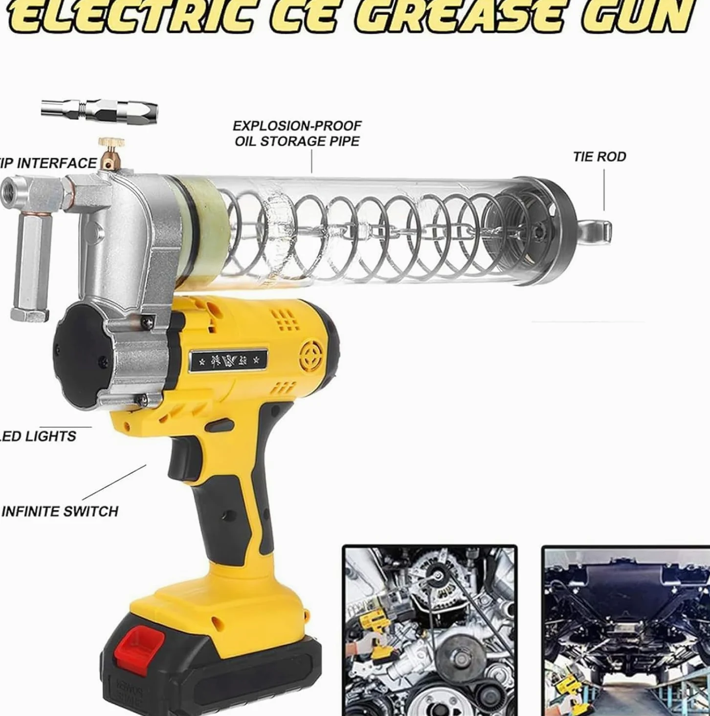 Pistola de grasa inalámbrica, herramienta eléctrica de alta presión para construcción, mantenimiento de vehículos industriales