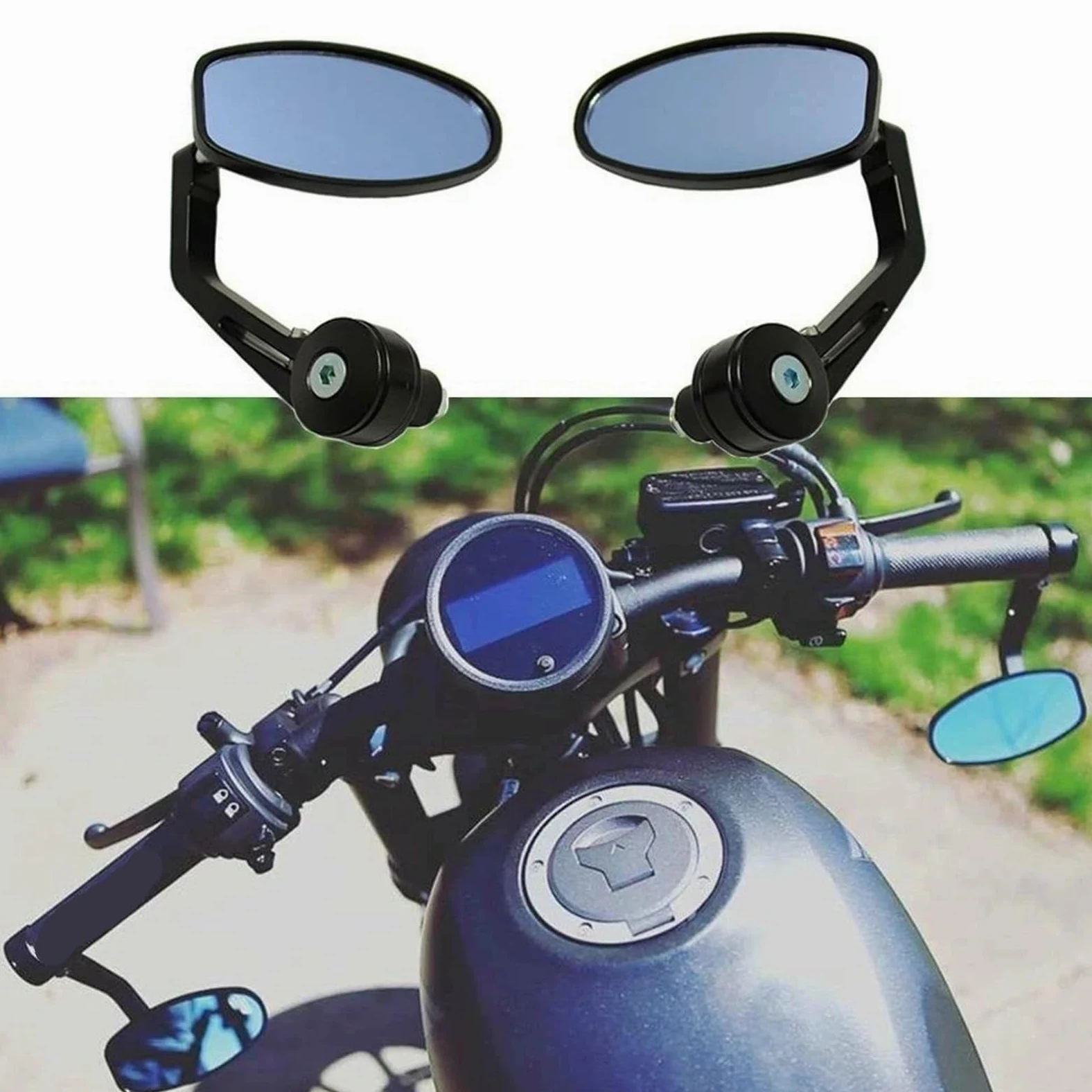 Retrovisor manillar scooter Espejos Retrovisores Laterales Con Extremo De Barra Mango 7/8 "para Bobber, Motocicleta Universal