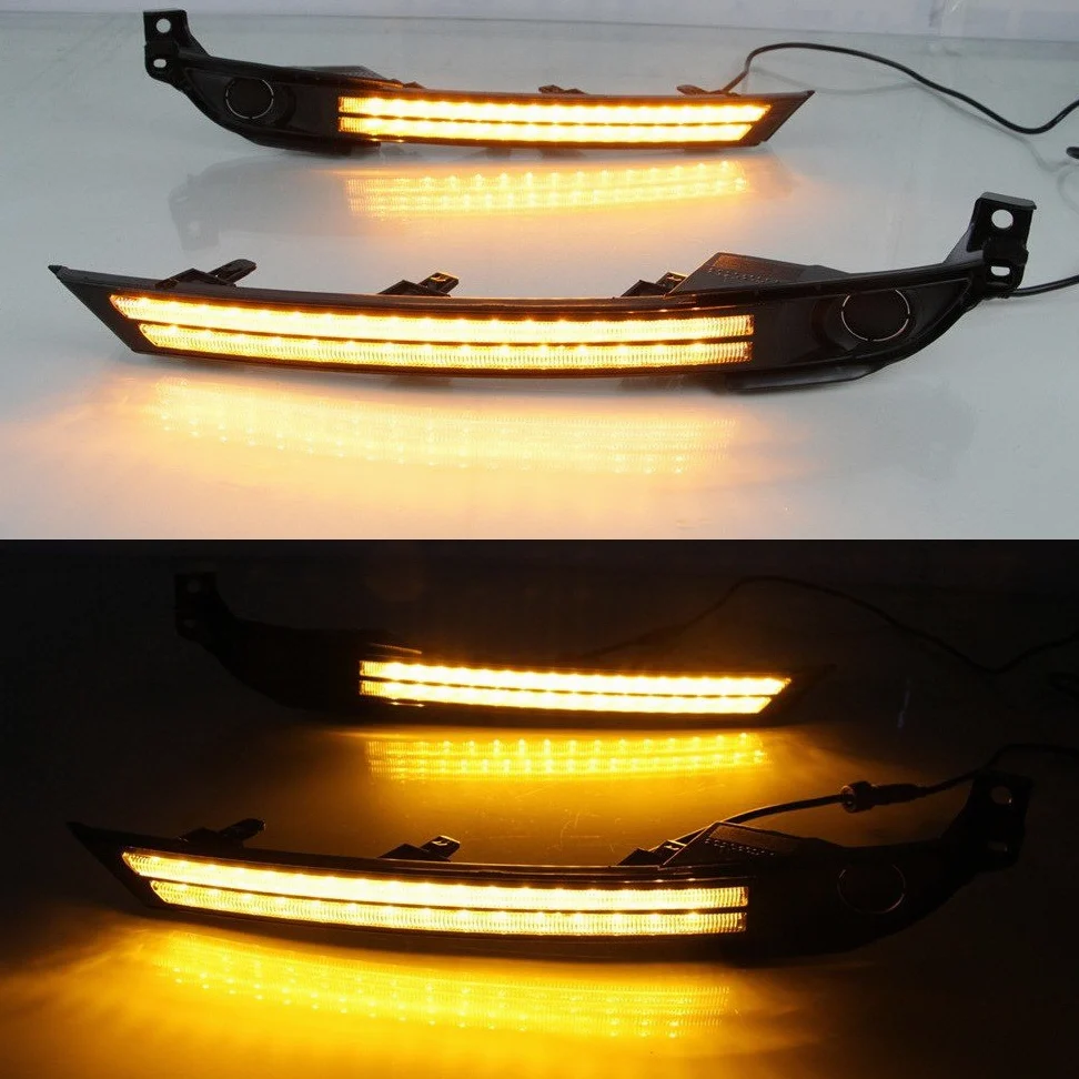 Luces diurnas LED DRL para Mazda CX-5 CX-8 2017-2021 Sin la versión de la lámpara antiniebla, LED parachoques delantero DRL + amarillo Streamer luces de señalización