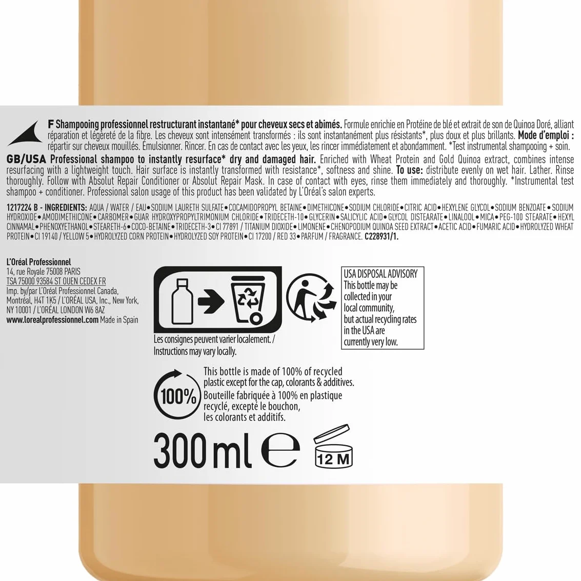 L’Oréal Professionnel Absolut Repair Champú Reconstructor 500 ml