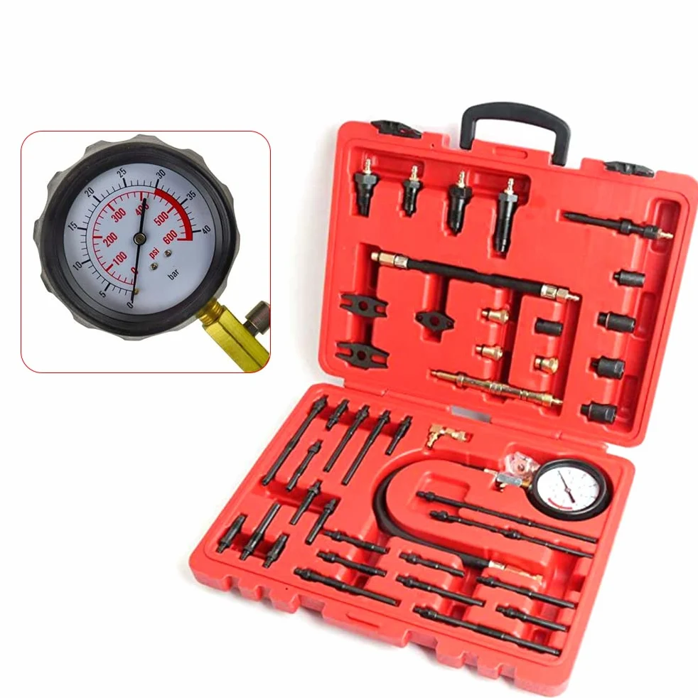 Comprobador de compresión para motor de gasolina, juego de comprobador de compresión para motores diésel de gasolina, 0-40 bar motor prueba de compresión