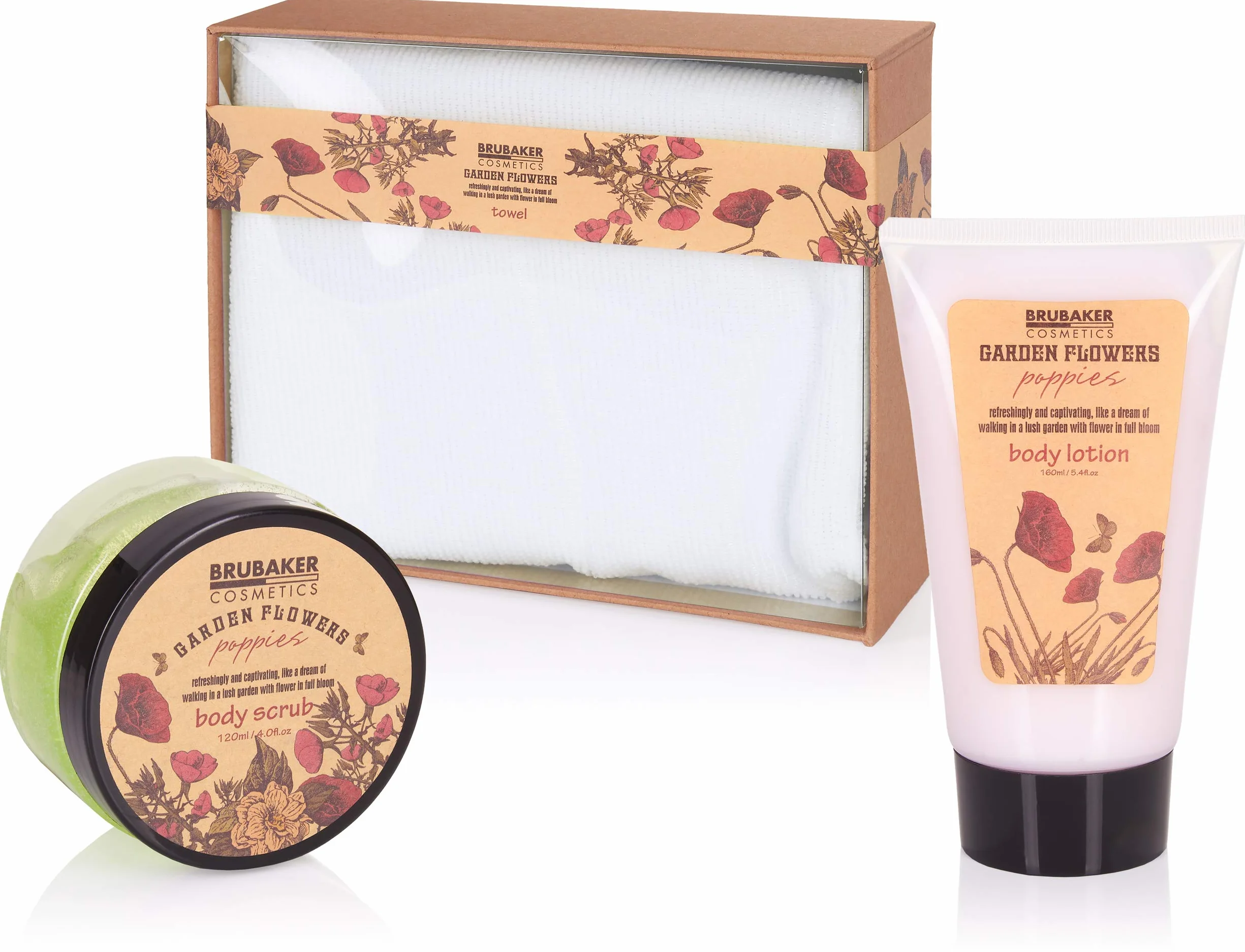 BRUBAKER Cosmetics Set de Baño y Ducha Garden Flowers 14 piezas Cesta Regalo Mujer
