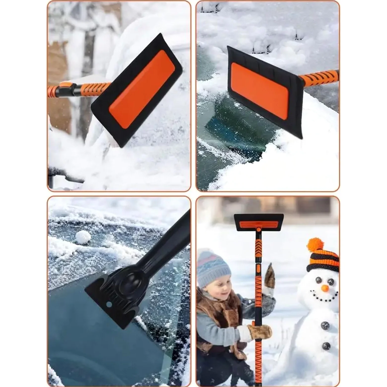 Escoba de nieve extensible de 60 pulgadas y raspador de hielo para coche, cepillo de nieve flexible con cabezal de espuma de 12.2 pulgadas para quitar la nieve del parabrisas de coche, camión, SUV