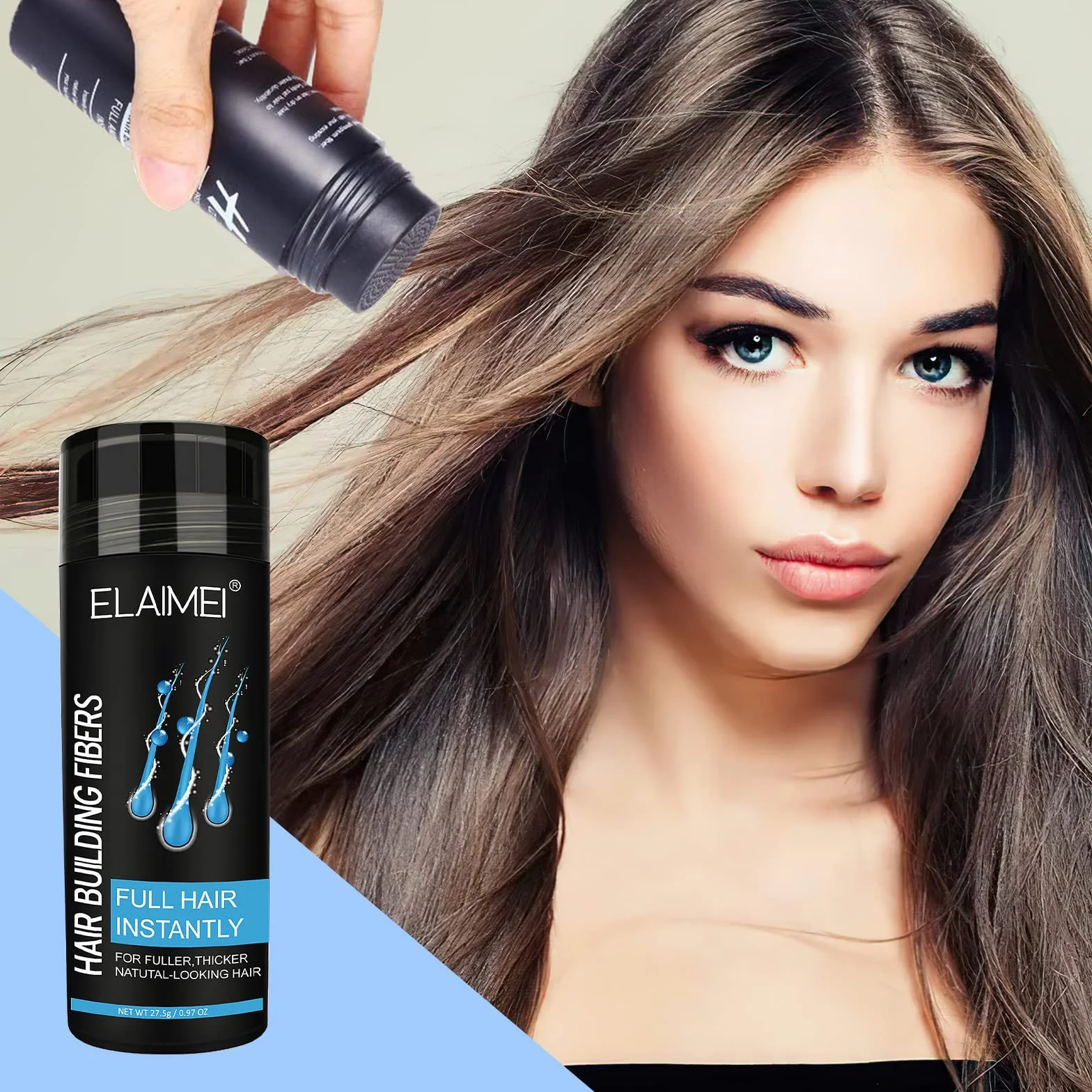 Fibras Capilares Negro 27.5g, Polvo de Fibra Cabello para Hombre y Mujer