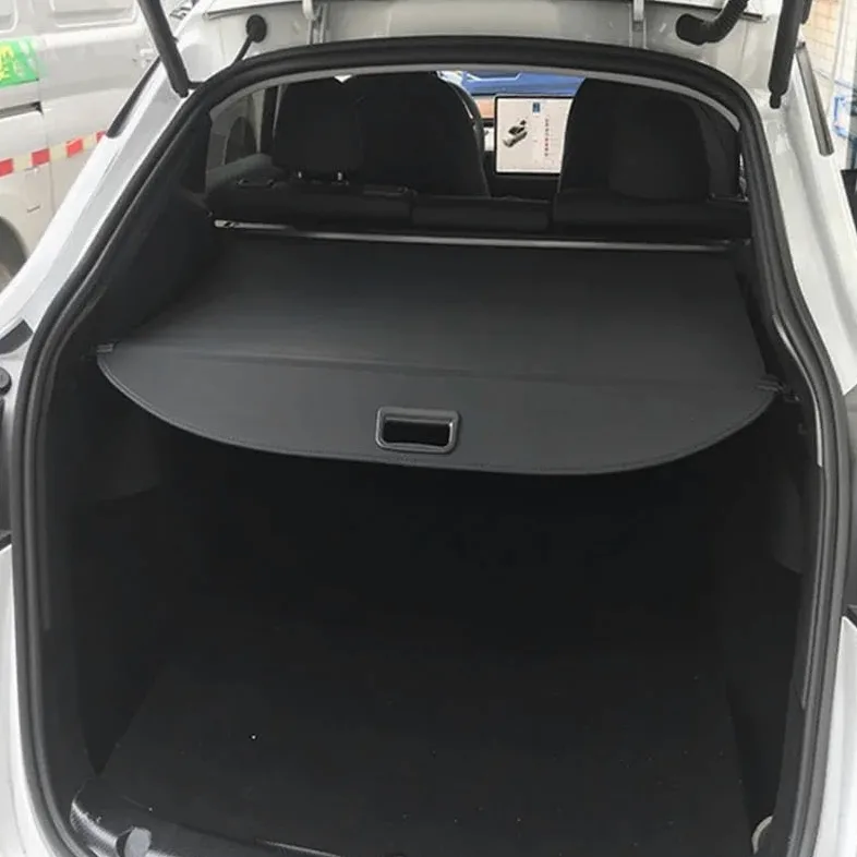 Genérico Juego Fundas Maletero Cubierta Organizadora Cortina Maletero Coche para Tesla para Modelo Y Juniper 2025-2026, Estante Trasero Funda retráctil Maletero(Canvas)