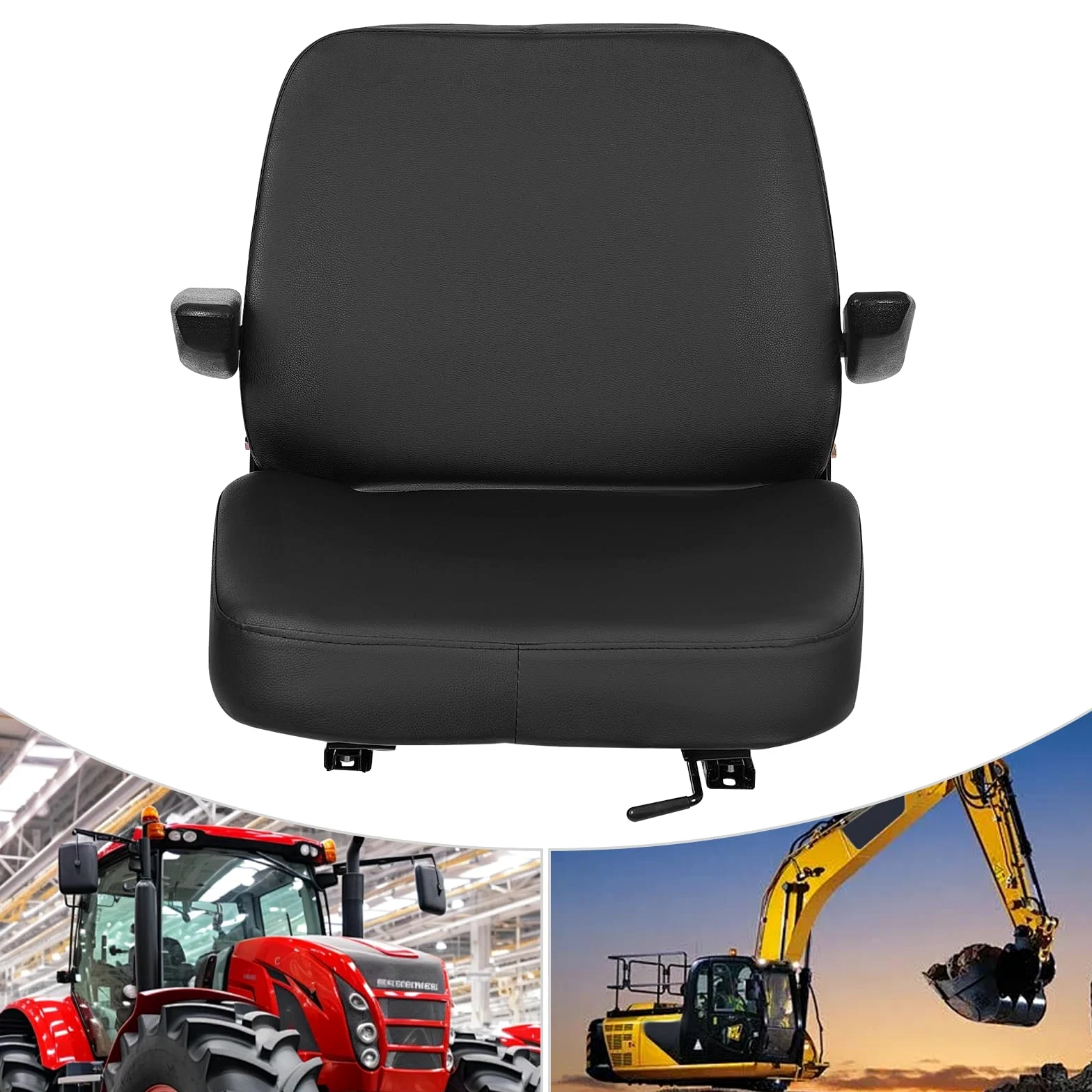 Asiento Universal para Tractor con Reposabrazos Ajustable Ergonómico para Vehículos, Carretillas Elevadoras