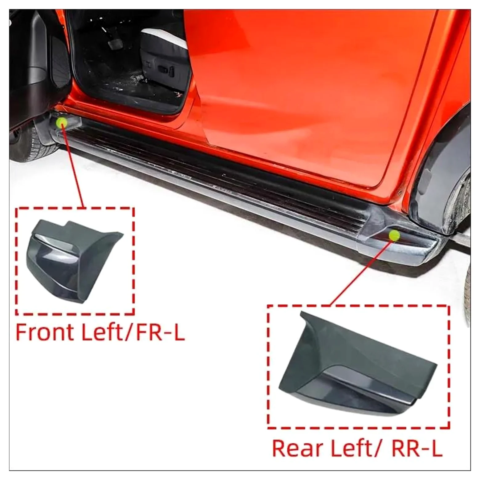 Faldón Lateral para Isuzu para D-MAX D MAX RG 2021-2024 Accesorios para Estribos Tapa Superior/Extremo Tapa Extremo Estribo Lateral Puerta Automóvil Difusor(Silver Front Left)