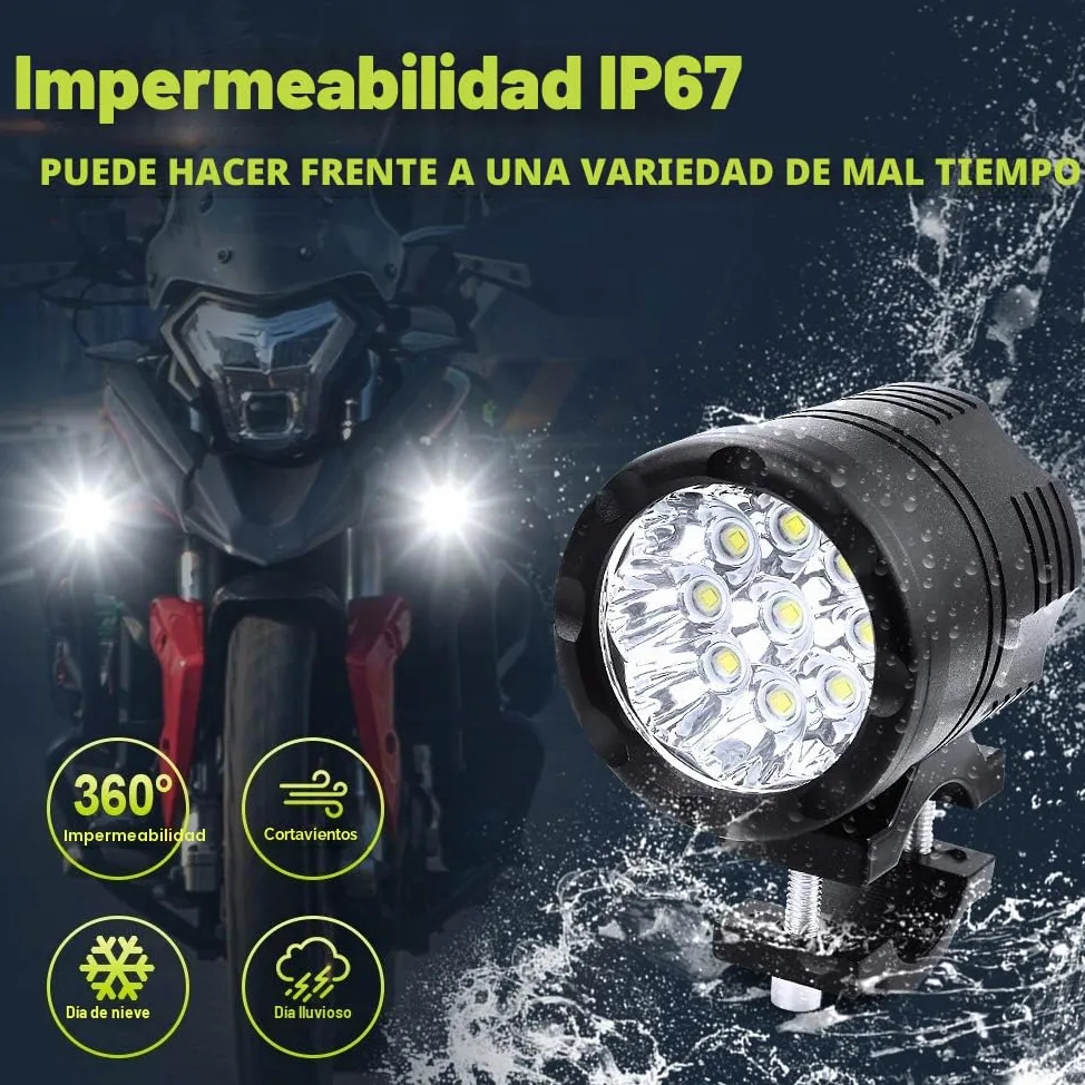 Biqing 2PCS Faros Auxiliares para Moto Focos Delanteros Con Interruptor Impermeable,12V 24V Motocicleta Luces Antiniebla Delanteras Adicionales para Motocicletas Bicicletas Coches Camiones