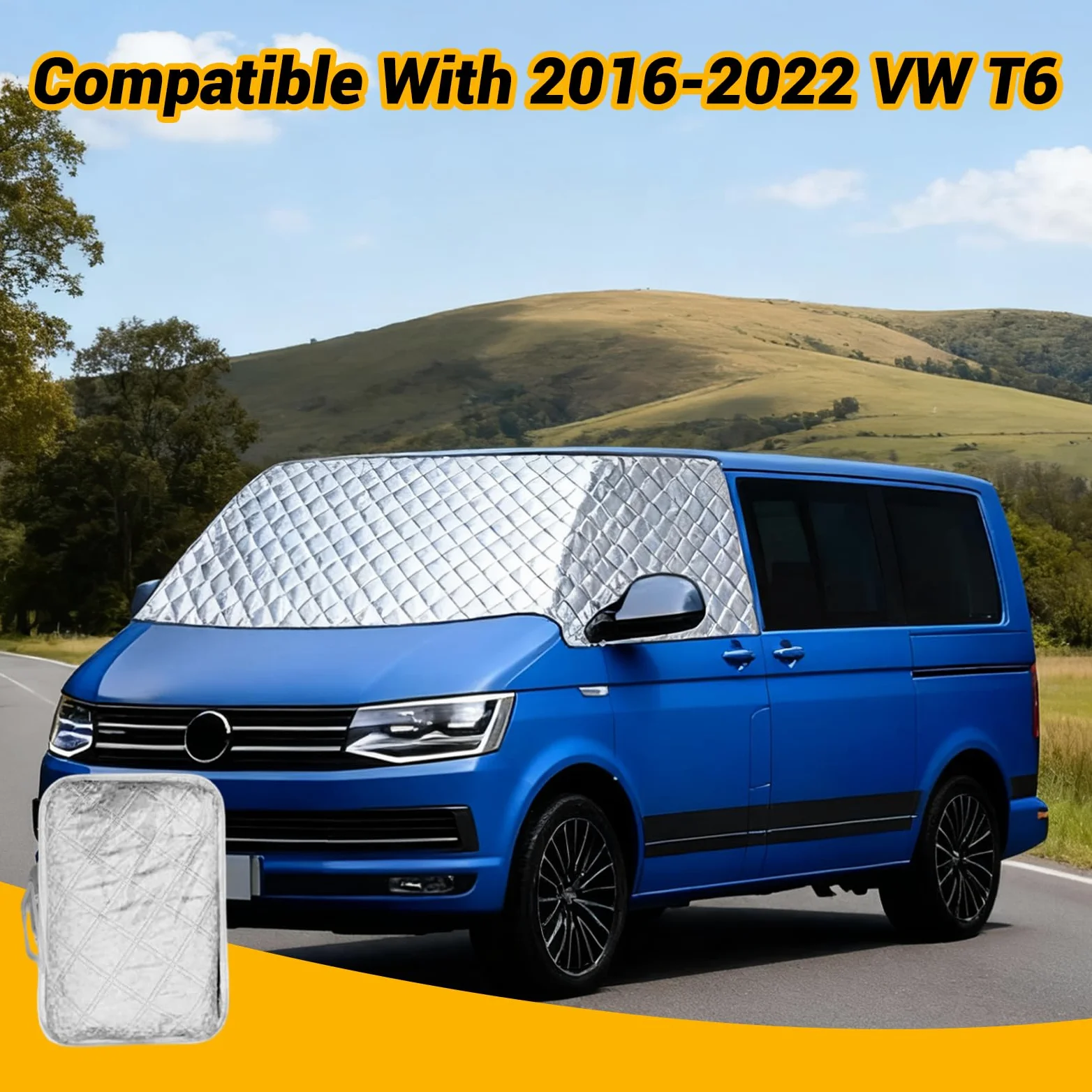 Protector de parabrisas para VW T6, cubierta exterior con algodón interior, cubierta frontal para bebé, protección contra el escarcha, anti-sol, termo-alfombras, protector solar