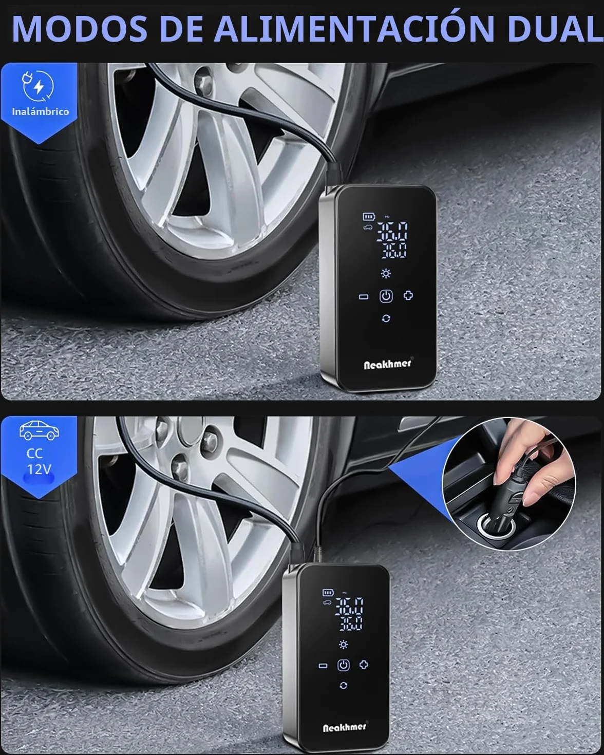 Mini Compresor Aire Portátil 150 PSI 6000 mAh 12V Inflador Eléctrico para Coche Bicicleta Motocicleta