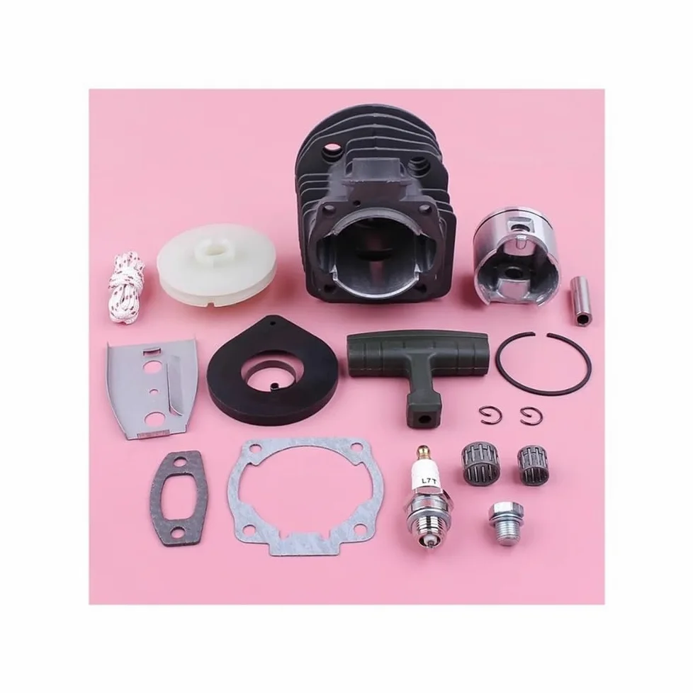 Kit de pistón de Cilindro de 46 mm, polea de Arranque de Retroceso, Mango de Resorte, Cuerda de Agarre, Piezas de Repuesto for Motosierra 55 51
