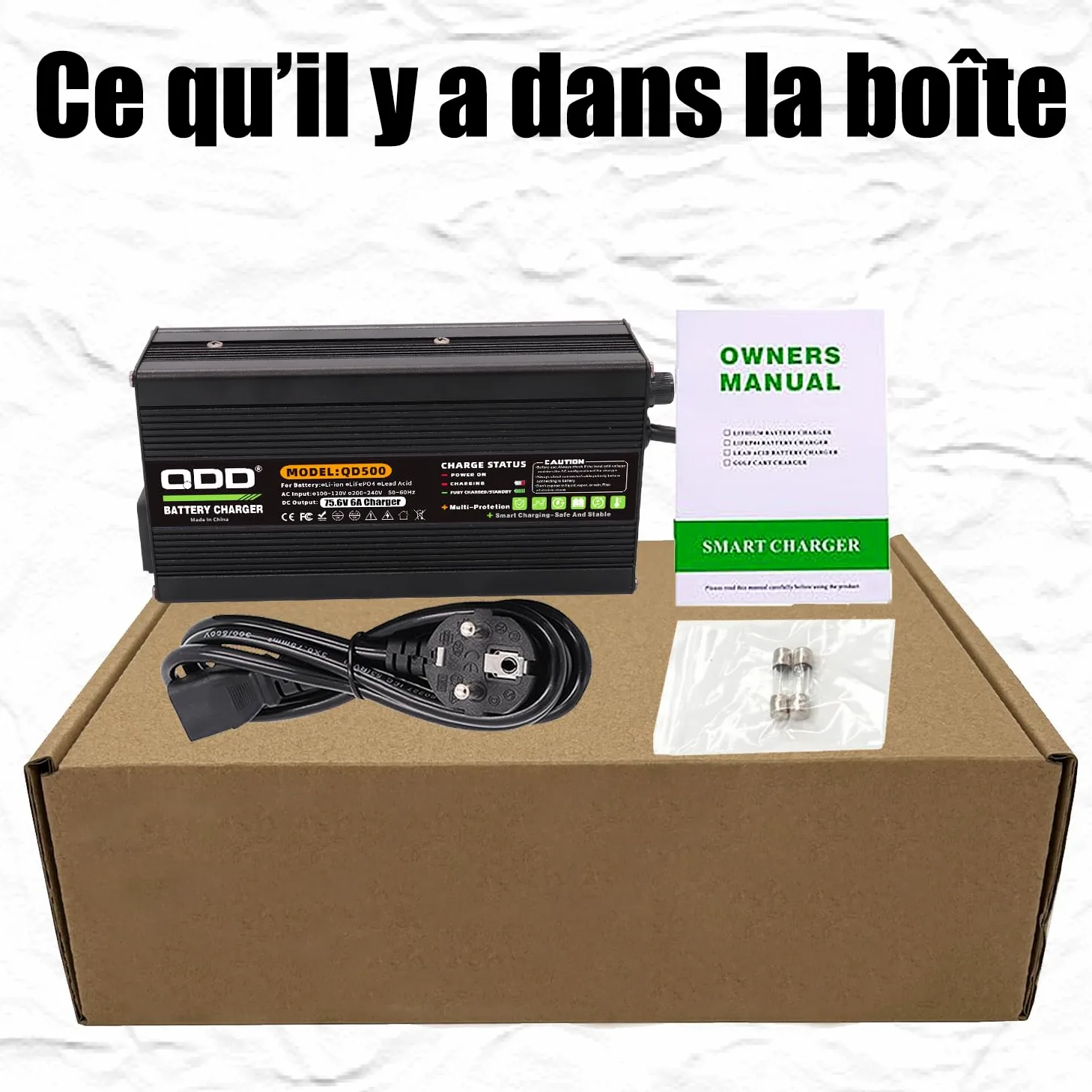 QDD Cargador de batería de iones de litio de 75,6 V, 6 A, salida XT60, conector XT60, se utiliza para batería de iones de litio 18S 66,6 V