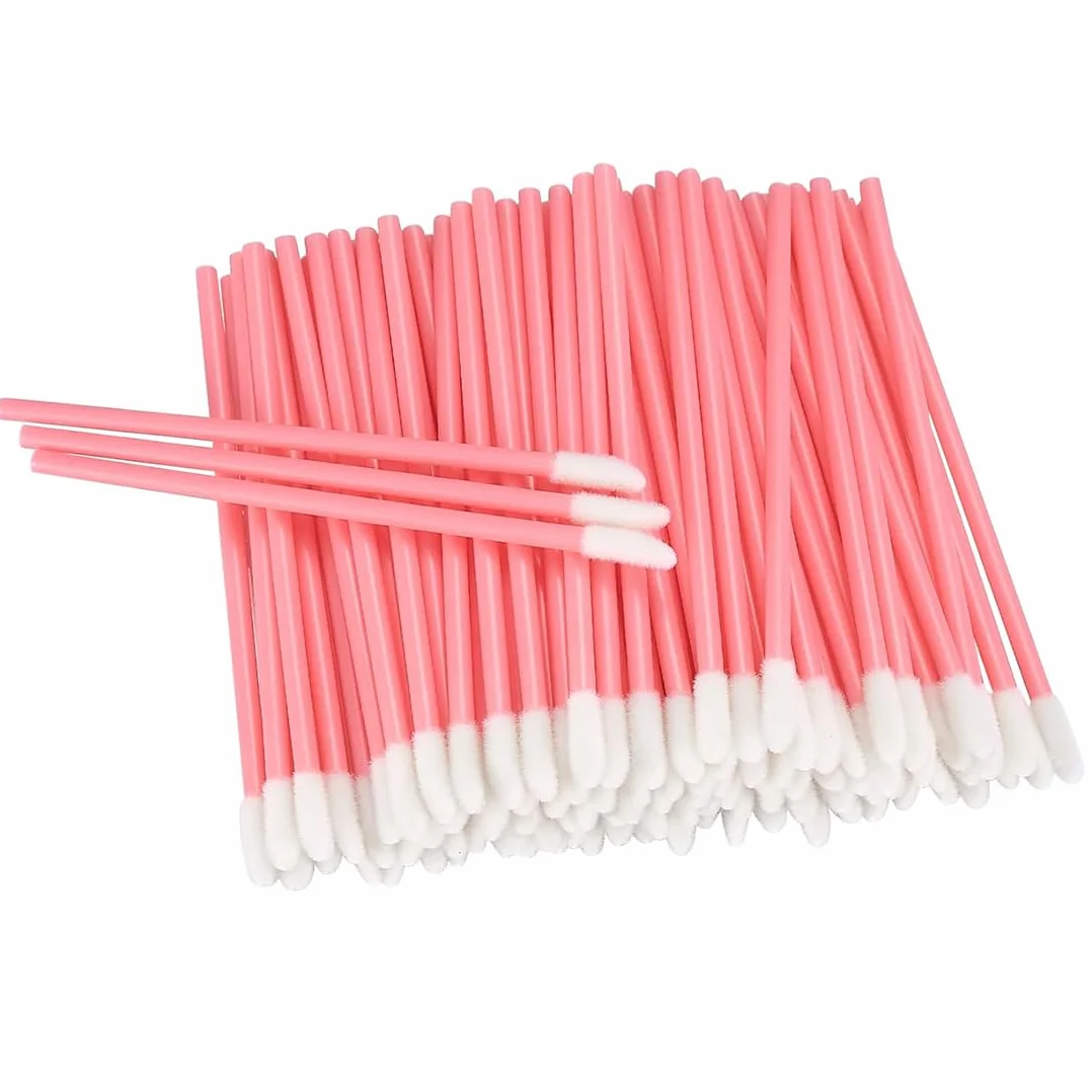 Pinceles Desechables para Labios, Pintalabios, Cejas, Juego de Herramientas de Belleza Rosa