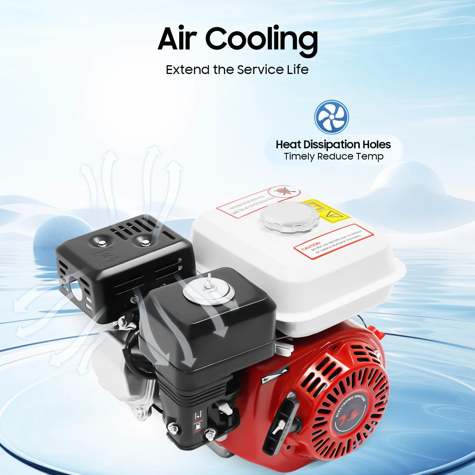 212 cc 7,5 HP Motor Gasolina 4 Tiempos Motor Motoazada OHV | Refrigerado por Aire, con Protección por Falta de Aceite & Arranque por Tirador 3KW Motor de 4 Tiempos para Karts