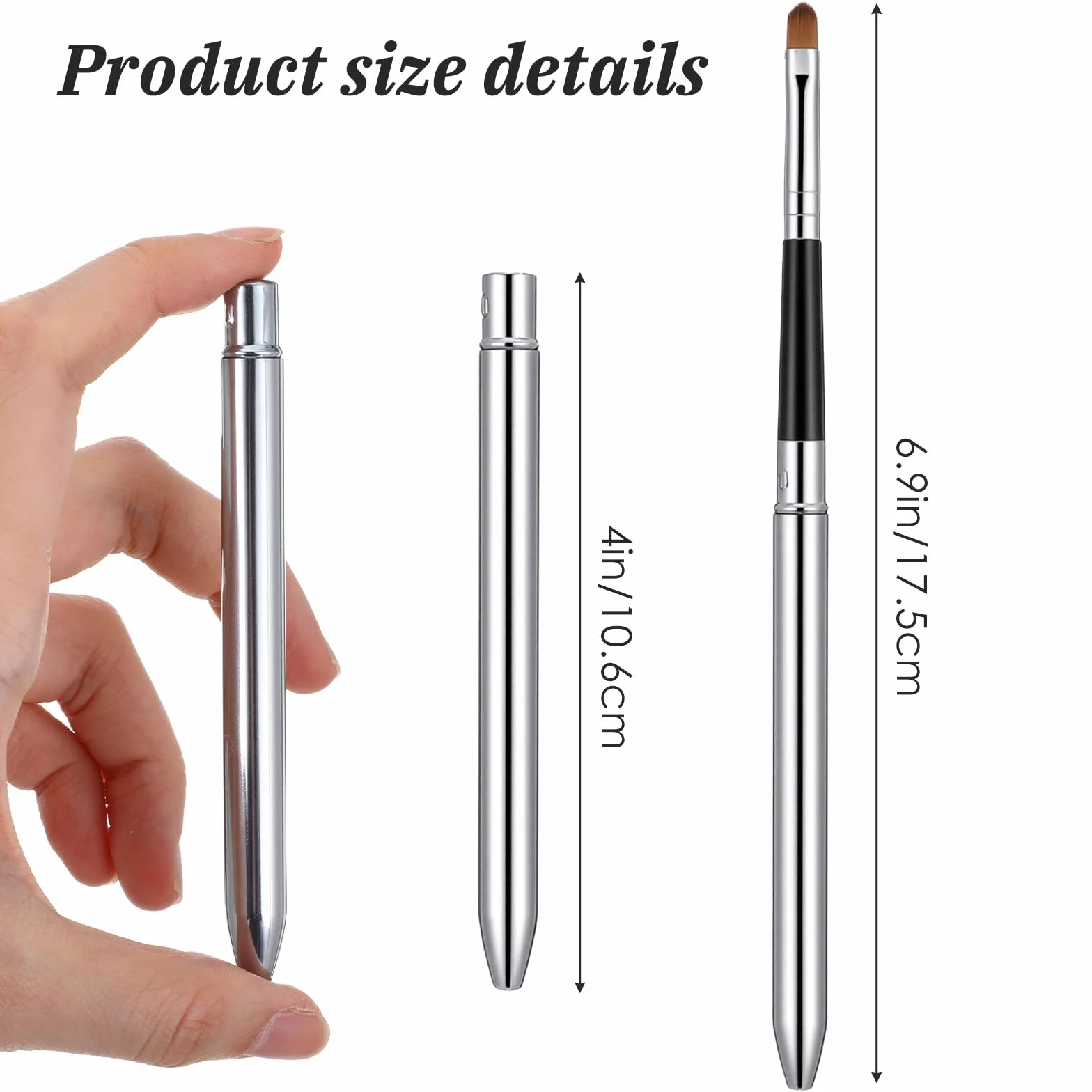 Pinceles de labios retráctiles plateados para pintalabios de viaje