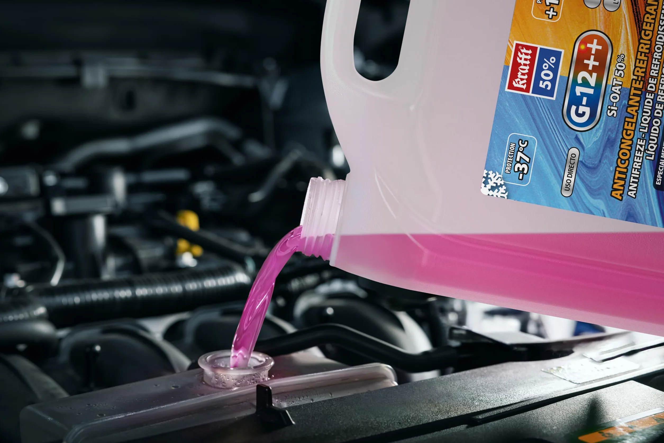 Krafft Anticongelante Coche Rosa G12++ Líquido Refrigerante Tecnología Híbrida 5 L