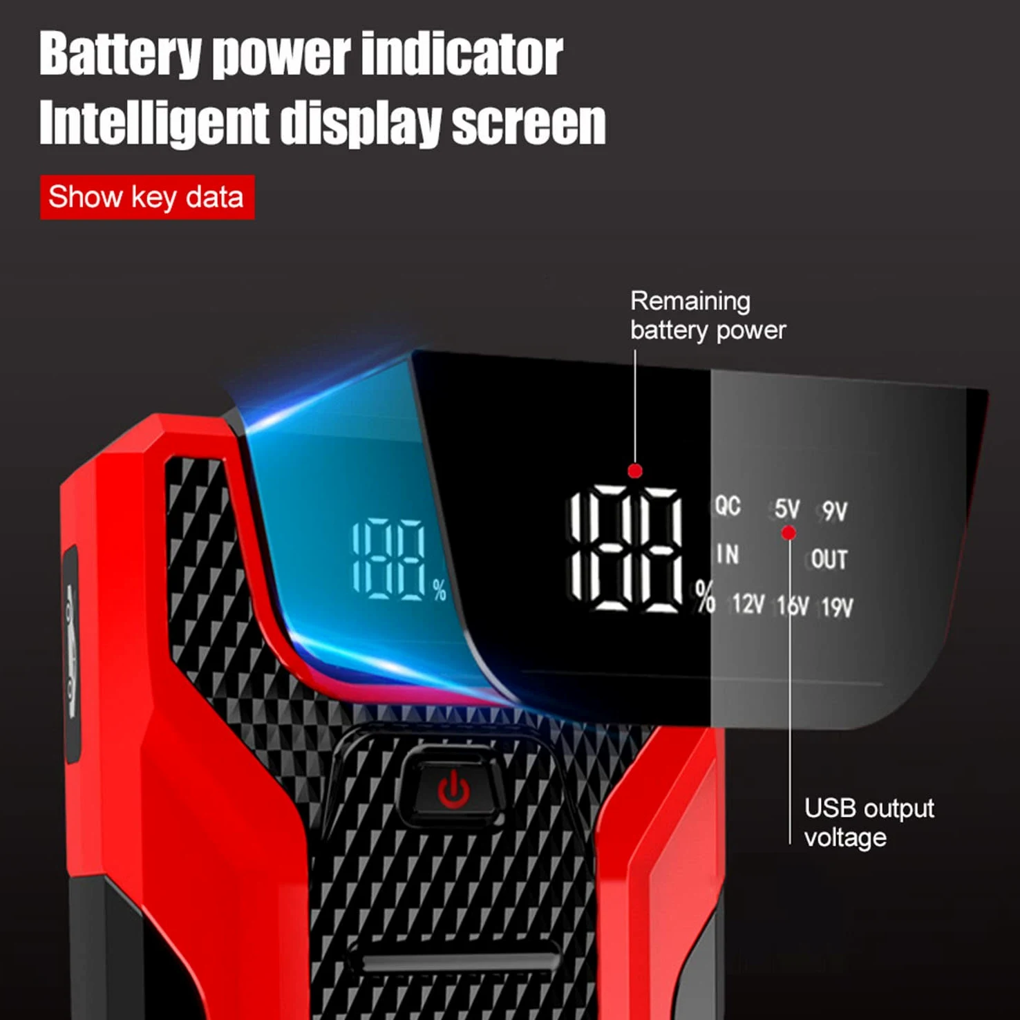 Arrancador de batería de Coche, 1000 A, 28 000 mAh, portátil, 12 V, para Motores de Gasolina de hasta 6 L y diésel de 4 L, con Pinzas Inteligentes.