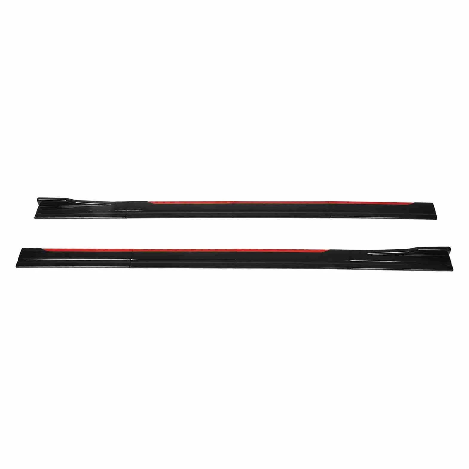 Faldón Lateral con Diseño de Carrocería de Coche con Ala Difusora de Divisores, Borde Rojo Negro Brillante, Ajuste Universal para. y