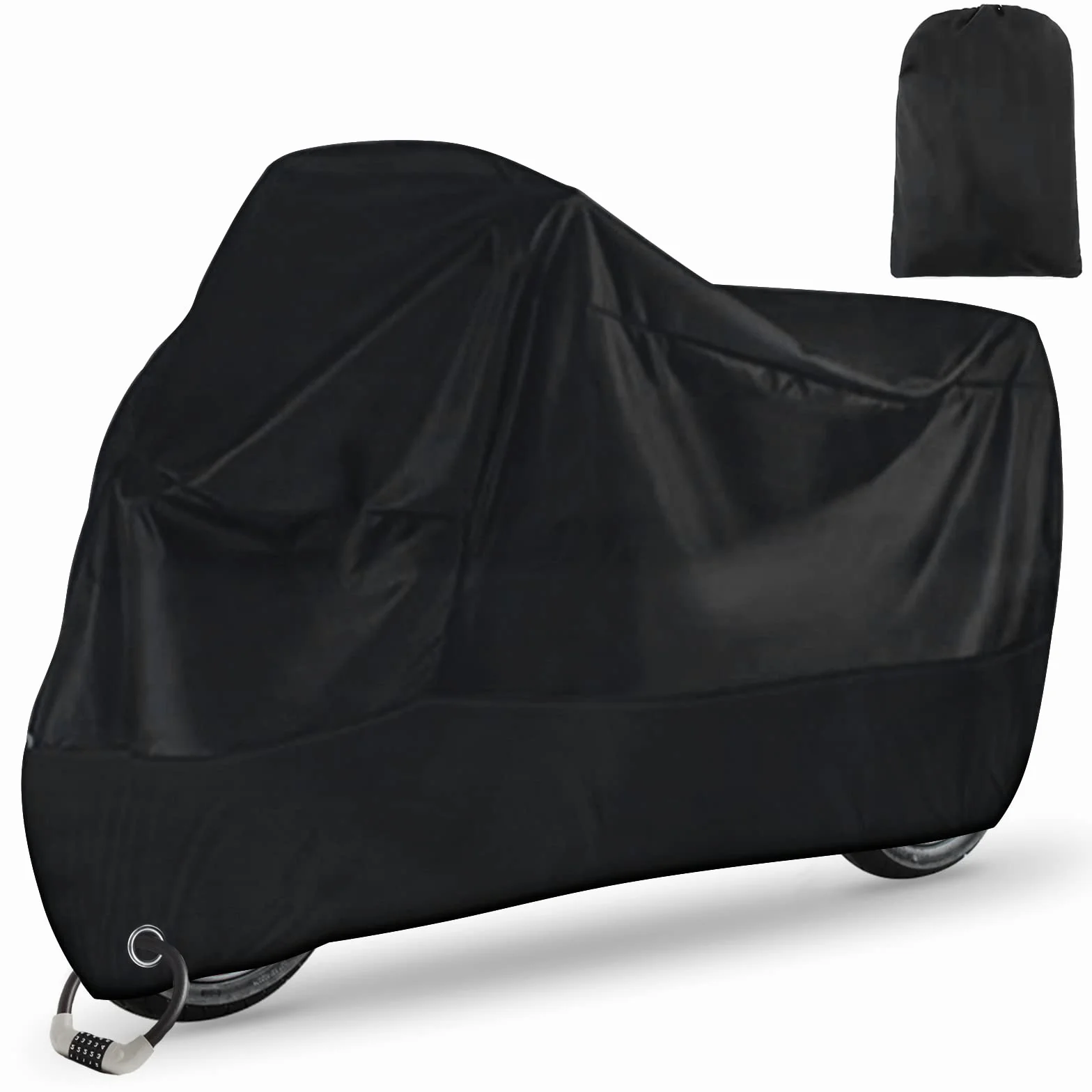 Carehabi Funda Moto Impermeable Funda para Moto XXL Exterior Impermeable para Cubre Scooter Motocicleta Calle/Scambler/Trail/Cross/Enduro - 245 x 105 x 125 cm Negro