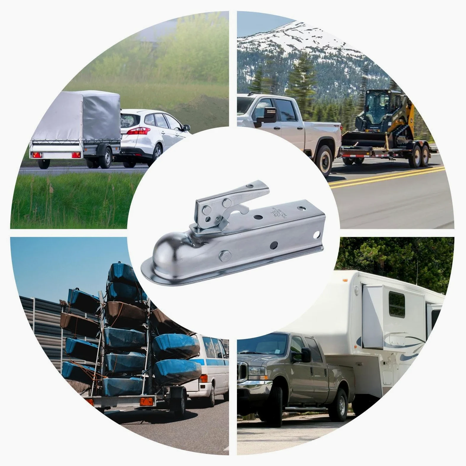 Enganche para Remolque - Bola de Enganche y Acoplamiento,Bola de 50 mm y 75 mm, Acoplamiento para, Velero, Coche, Furgoneta, para Diversas Necesidades de Remolque