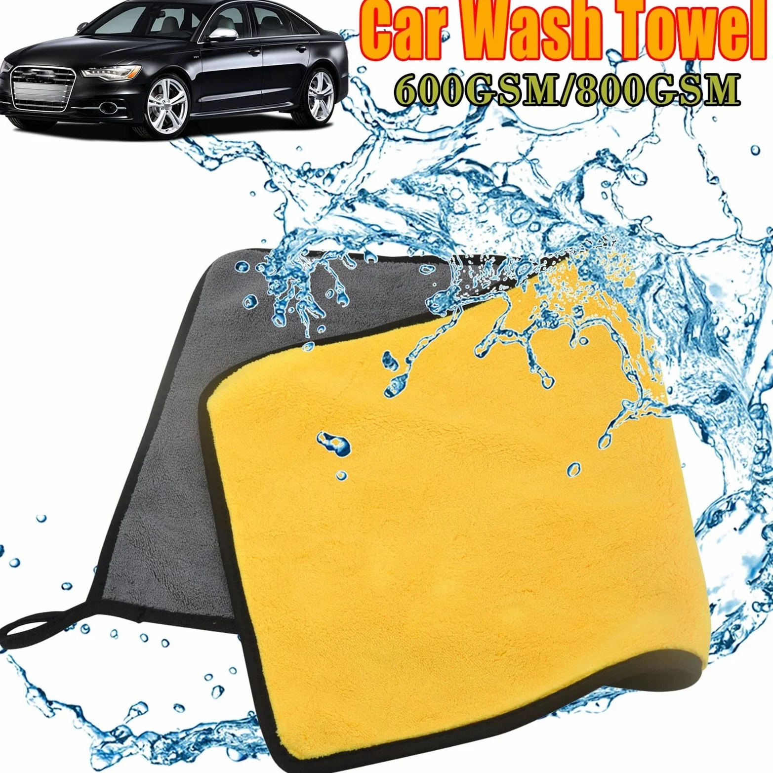 5pcs 500/600/800GSM Toalla de microfibra Paño de microfibra para automóvil Toalla de lavado Microfibra Limpieza de lavado de autos Toalla de secado Auto Detailing Quality (Color : 5pcs ) (5pcs 800gs