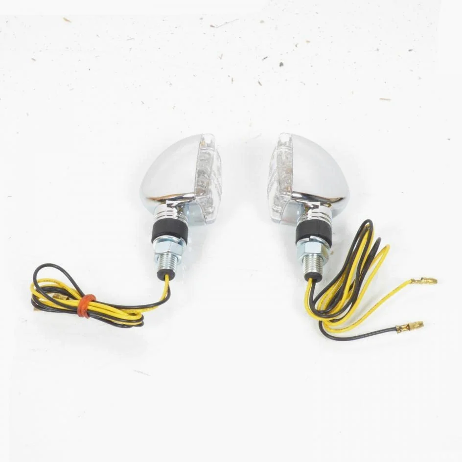 Par De Intermitente Homologado LED Bihr Transparente Y Cromo Moto 01-070SCH Nuevo