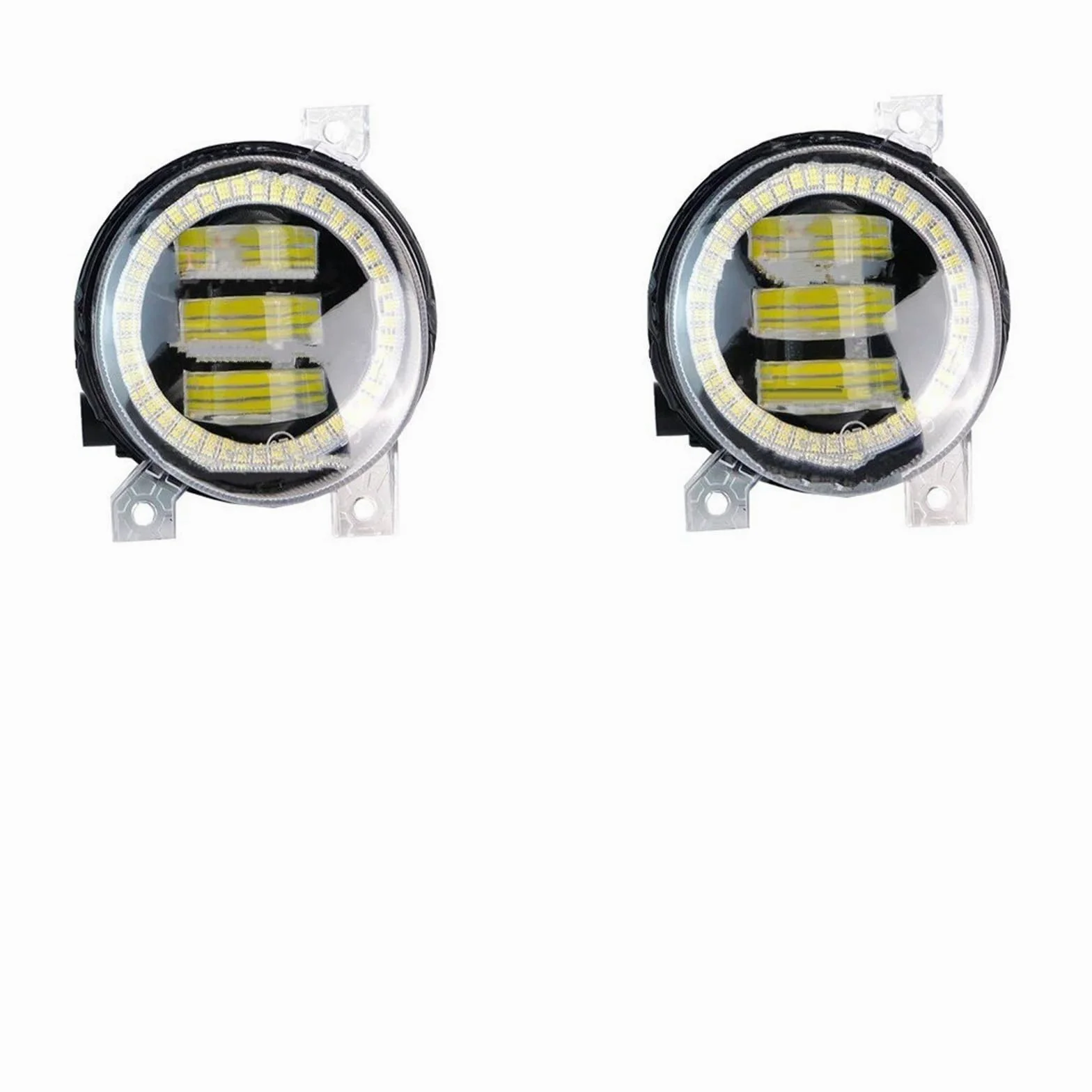 SANCAK Para VW Para Touran (1T1, 1T2) 2003-2010 Derecha + Izquierda Canbus Angel Eye LED Luz Antiniebla DRL Lámpara Circulación Diurna 1 Par Antiniebla Delantero(4With Angel Eye)
