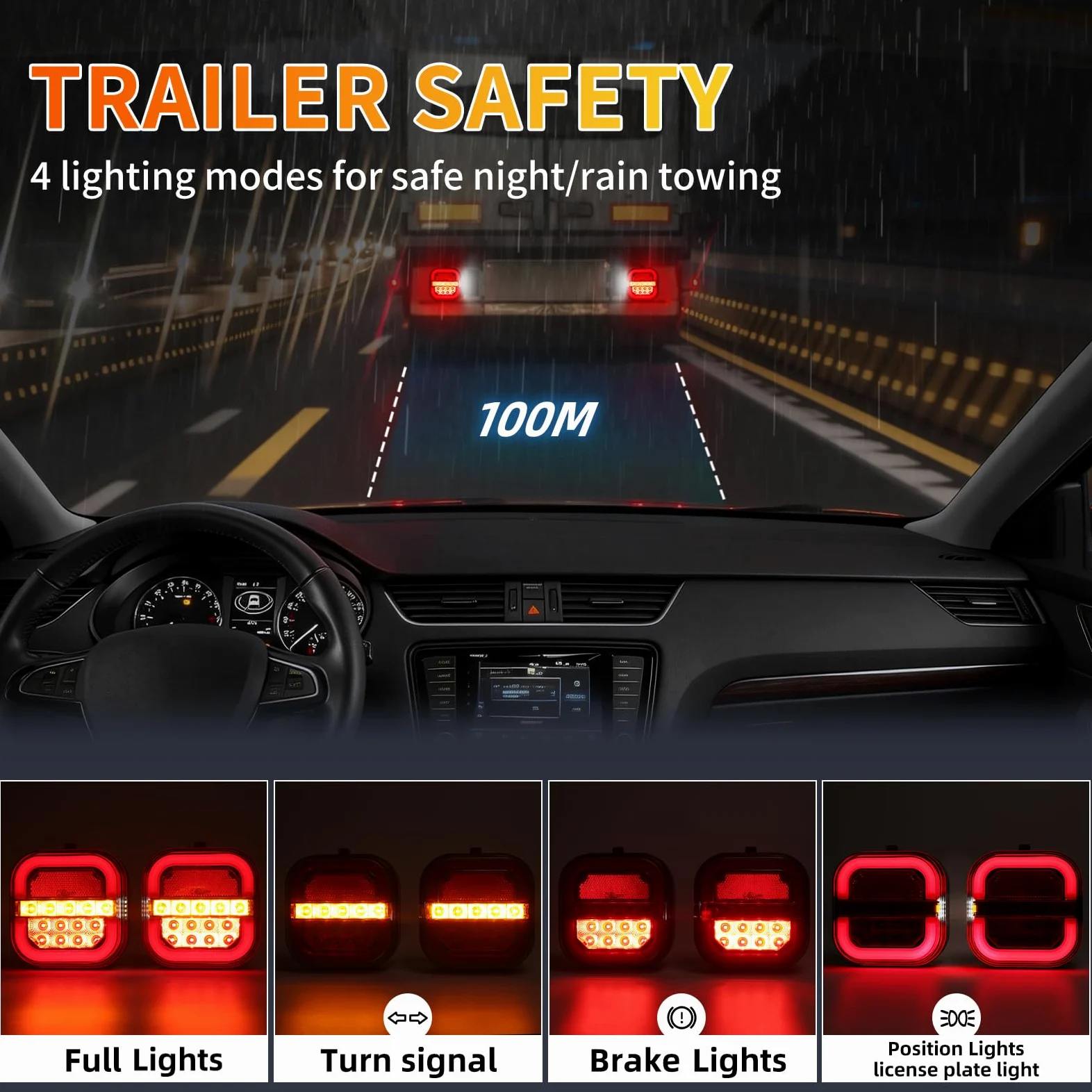 inalámbrica Luces traseras remolque led magnéticas 12v wireless - recargable, impermeable, sin cable, homologada E