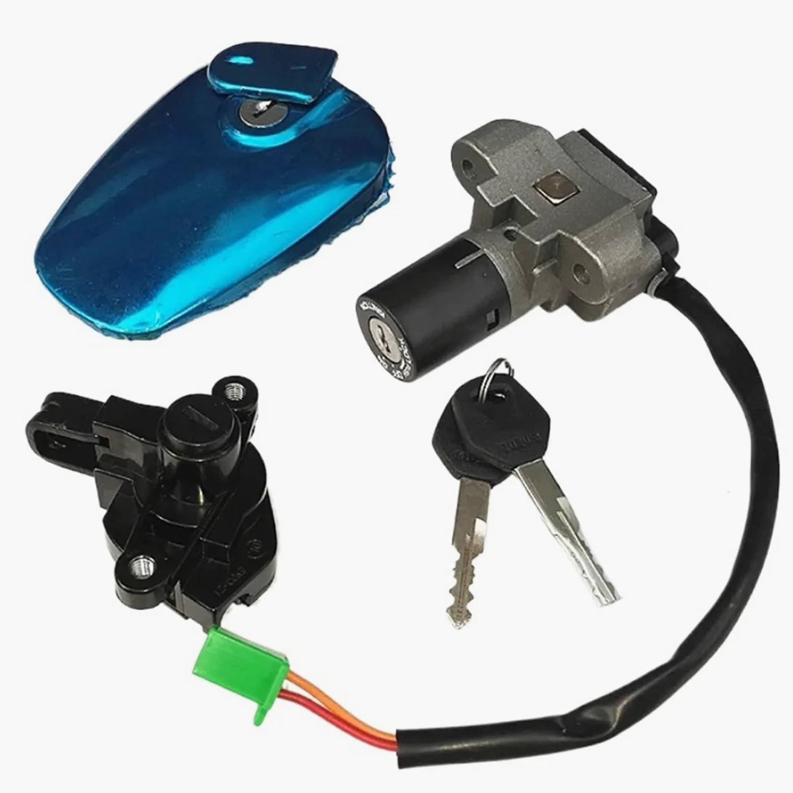 Cerradura de motocicleta Compatible con Suzuki Haojue EN125-2 EN125-2A interruptor de bloqueo de ignición de motocicleta llave tapa de tanque de combustible Interruptor de Encendido