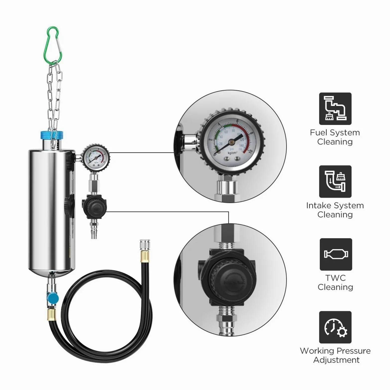 Limpiador de inyectores de Combustible for automóvil AUTOOL C80, comprobador de inyectores, Herramienta de Lavado sin Desmontar, Compatible con Gasolina, Herramienta de Lavado y Limpiador diésel