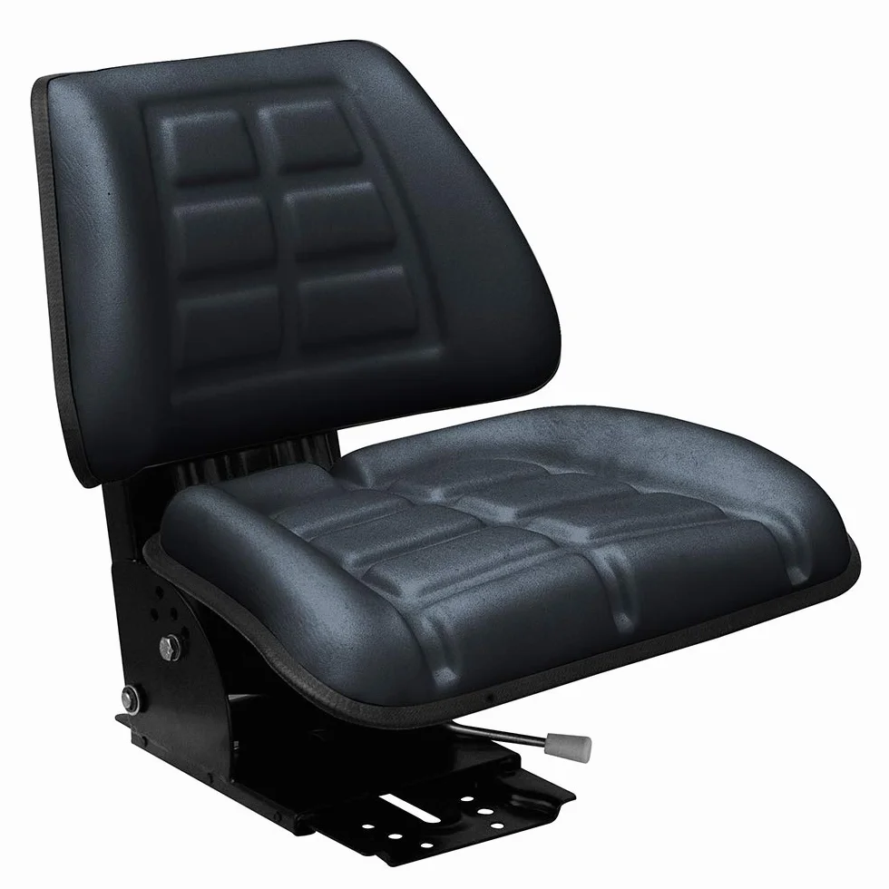Asiento Tractor Universal PVC Negro - Asiento Para Tractor con Respaldo Negro de aAcero y PVC Silla para Maquinaria, Segadoras, Cortacésped, Montacargas, Toritos