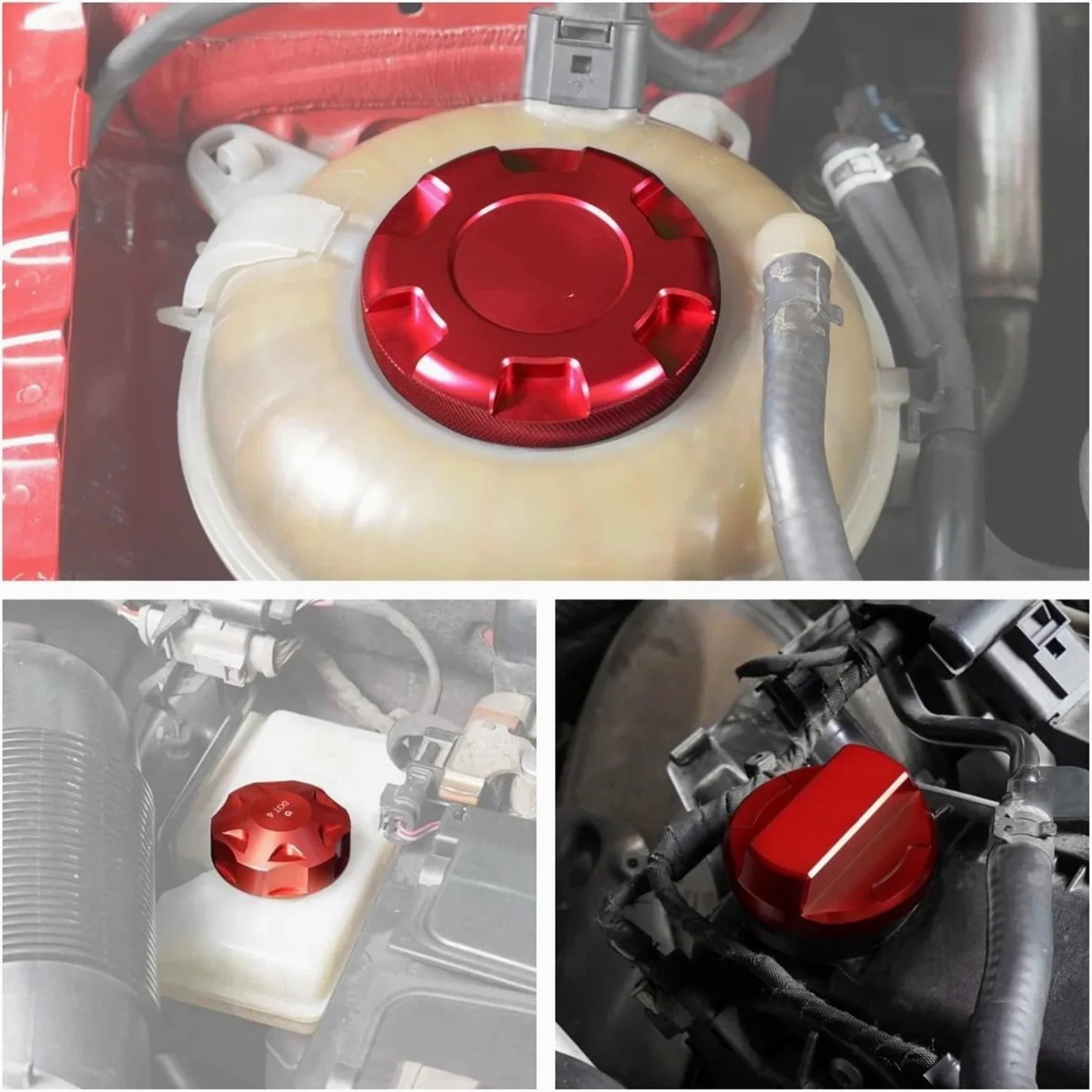 Para 7/7.5 R Para Tiguan MK2 A3 S3 RS3 Tapa de llenado aceite radiador y tapa Tapón llenado combustible(Black)